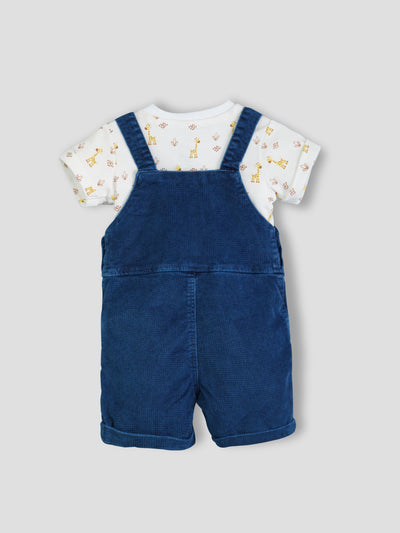 Corduroy Dungaree With Printed T ShirtSet for Boys