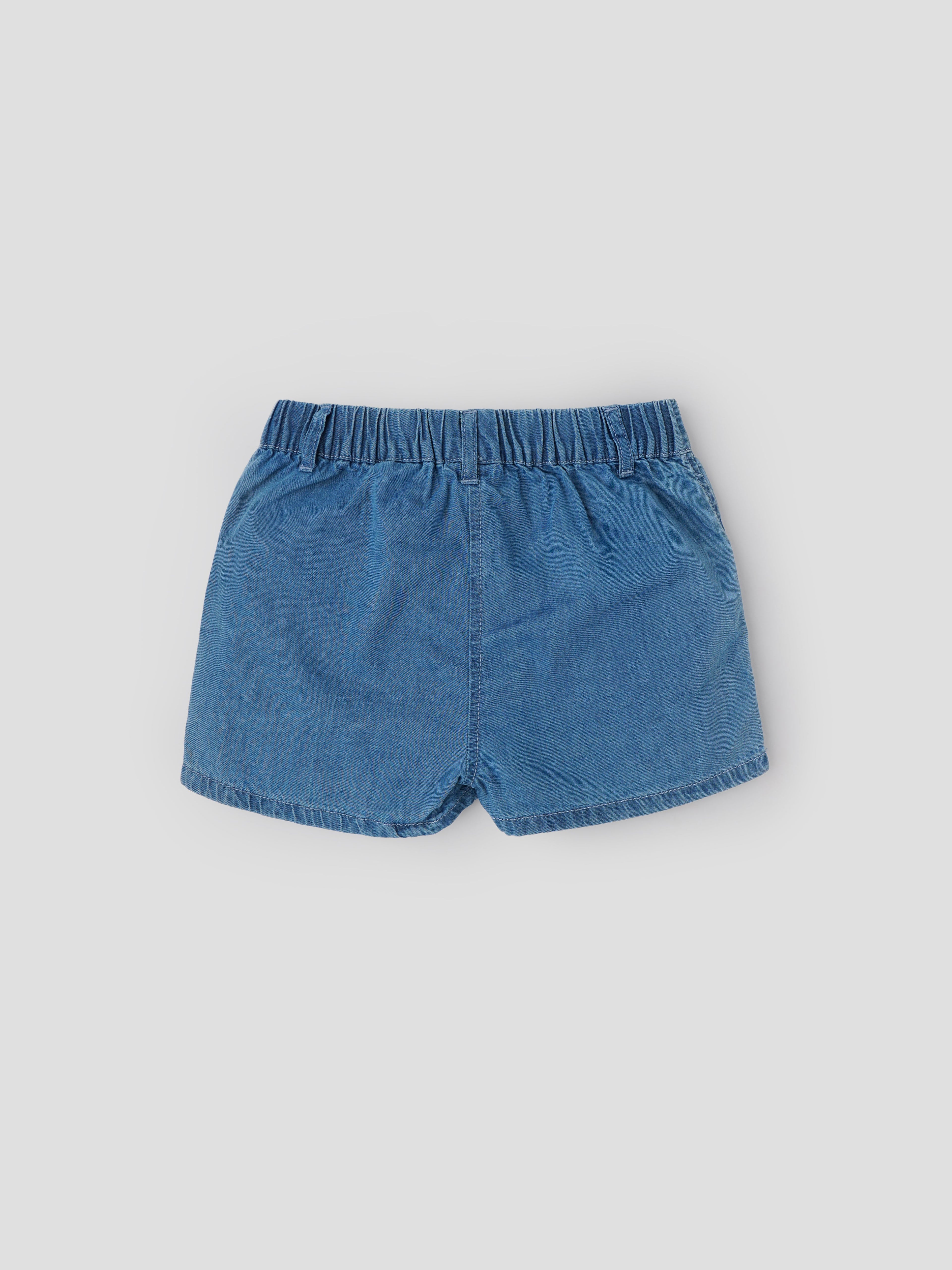 Popees Baby Girls Denim Lace Detail Shorts| Blue| 1-8 Years