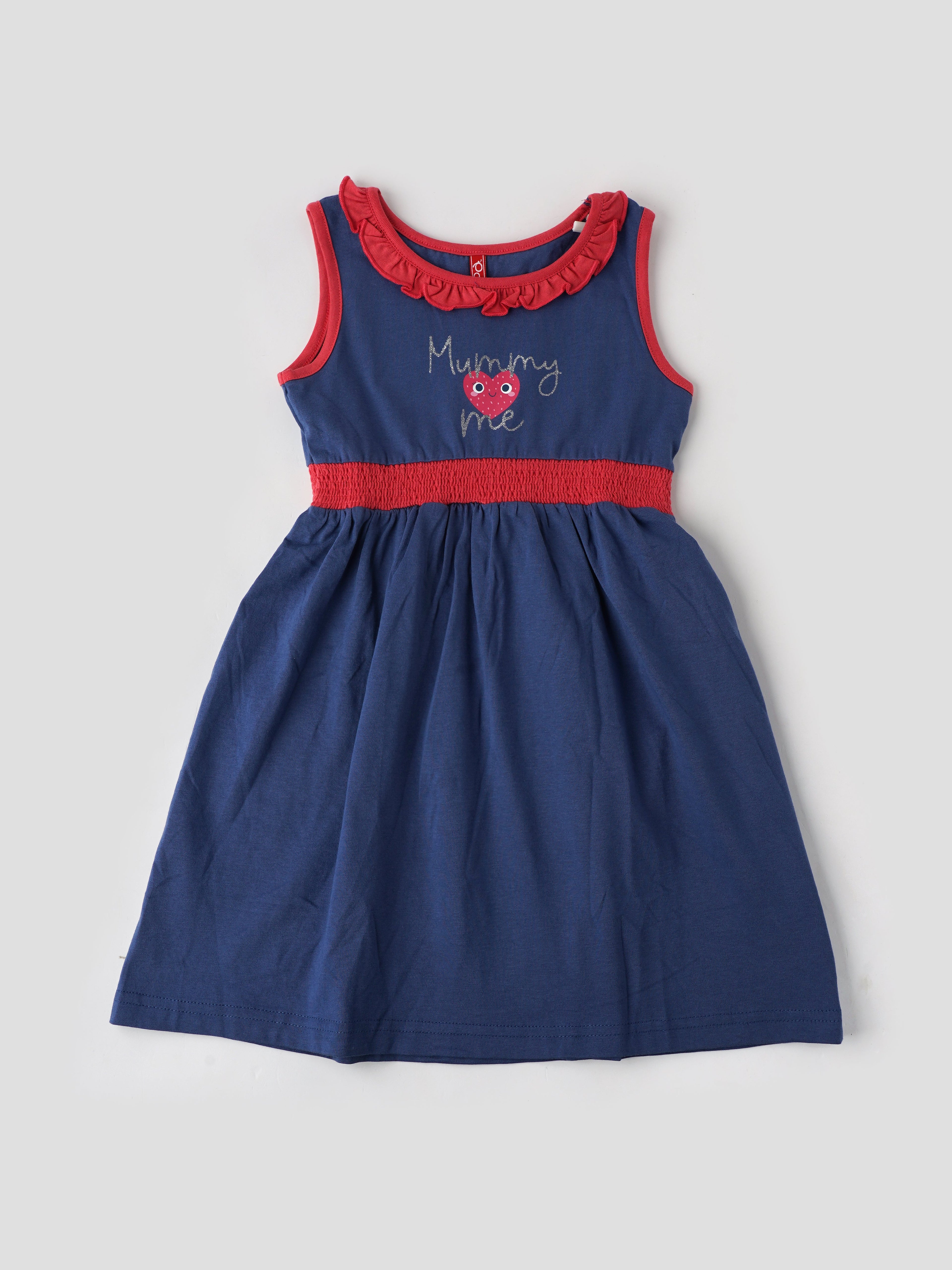 Trendy Chest Printed Sleeveless Dress for Girls