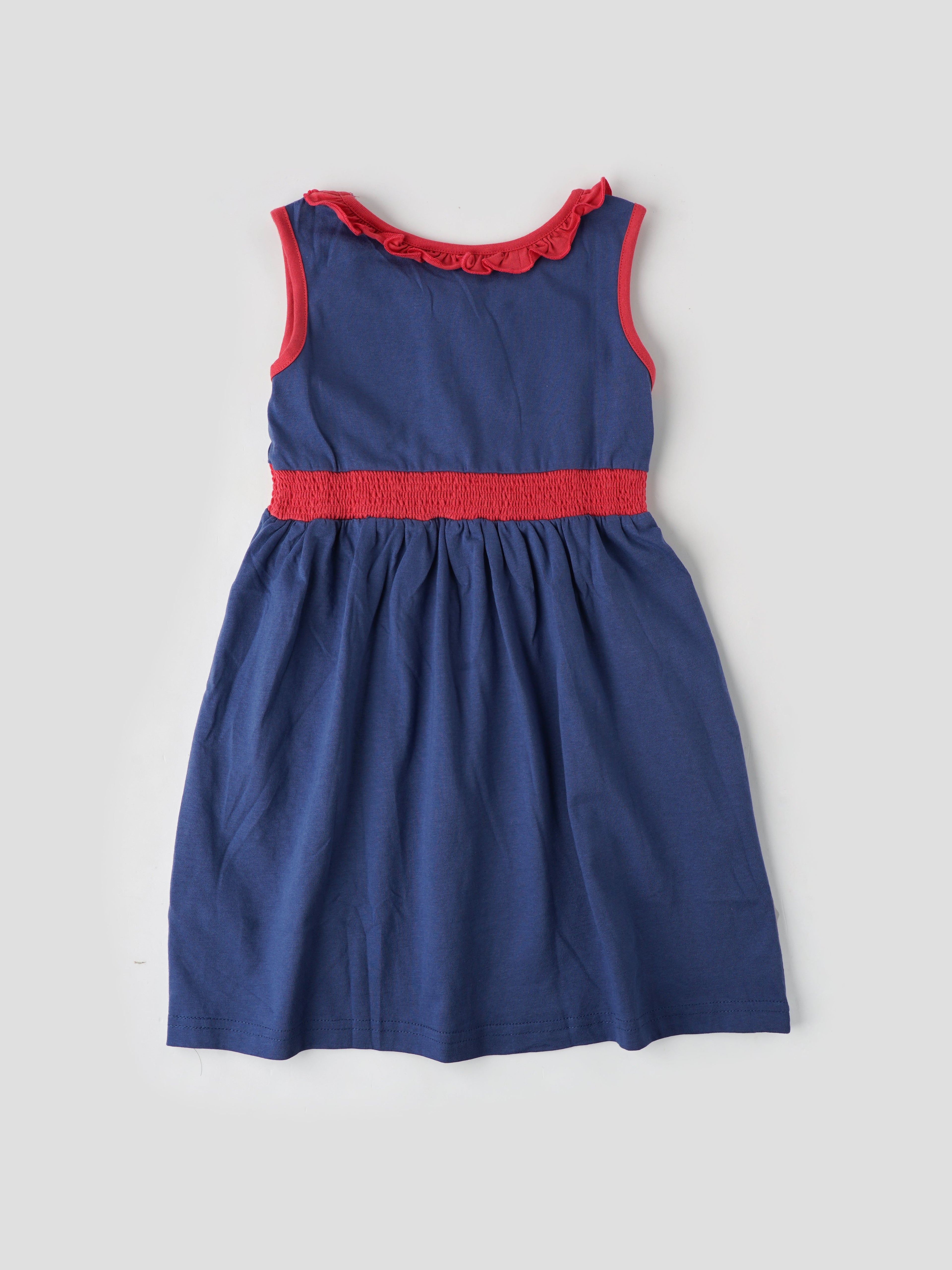 Trendy Chest Printed Sleeveless Dress for Girls