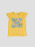 Popees Short Sleeve Back Half Open (1–8 Years) Printed Top for Baby Girls