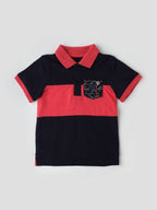 Popees Front Half Open Half Sleeve T Shirt with Printed Pocket (1-8 Years) for Boys