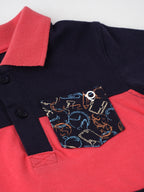 Popees Front Half Open Half Sleeve T Shirt with Printed Pocket (1-8 Years) for Boys