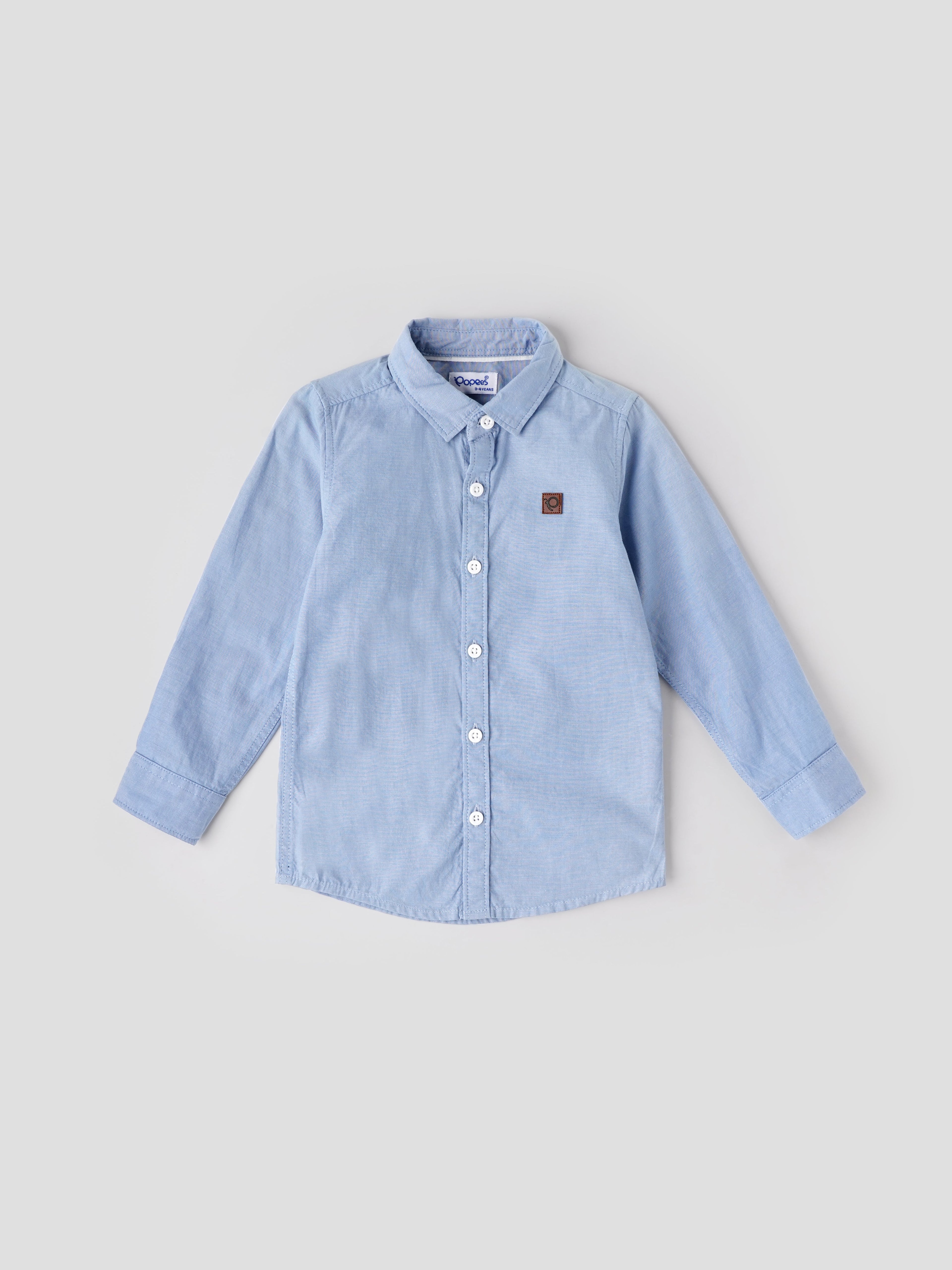 Popees Baby Boys Full Sleeve Cotton Shirt| Light Blue| 1-7 Years
