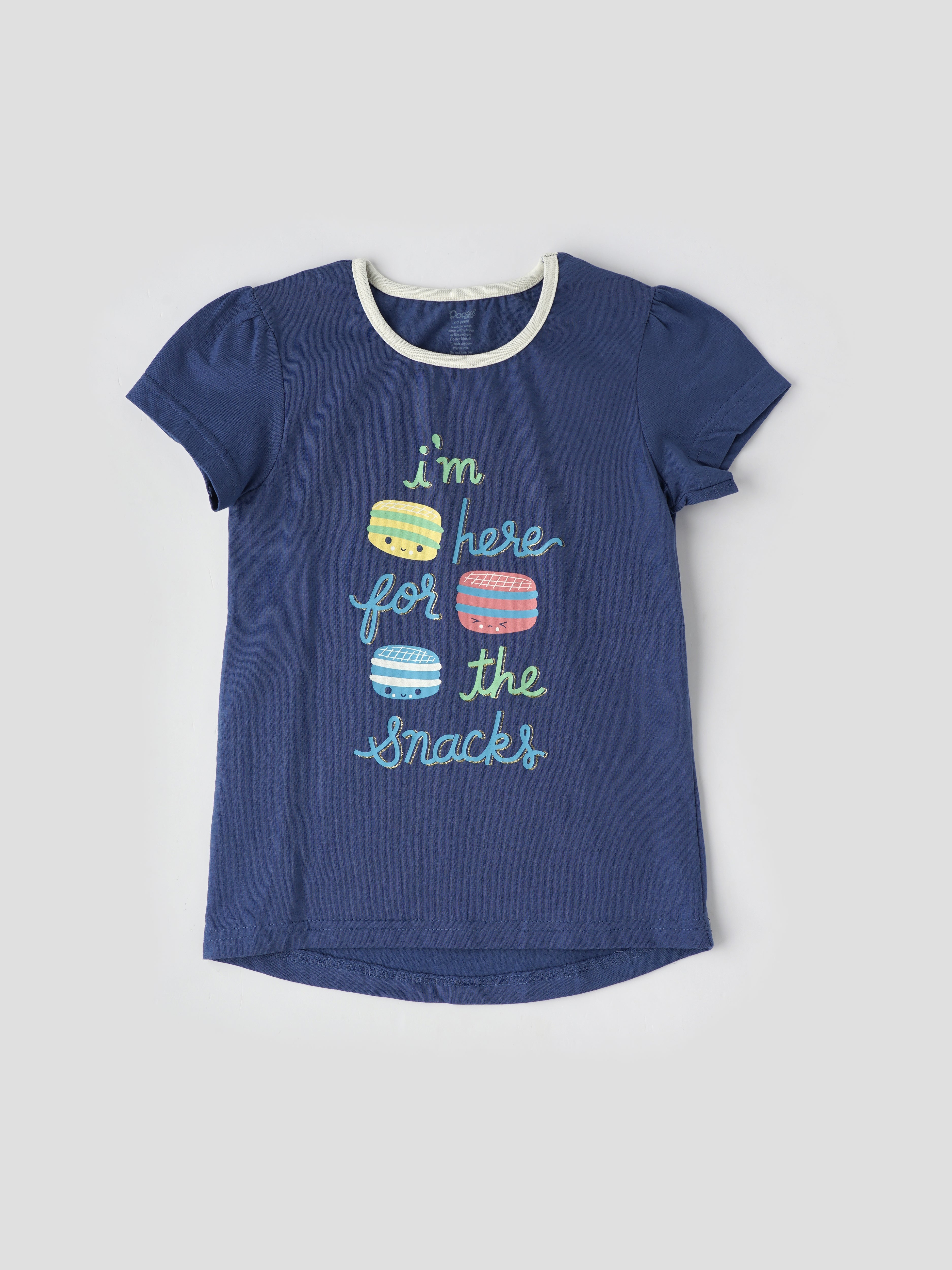 Popees Short Sleeve Front Printed (1–8 Years) Soft and Comfortable Top for Girls