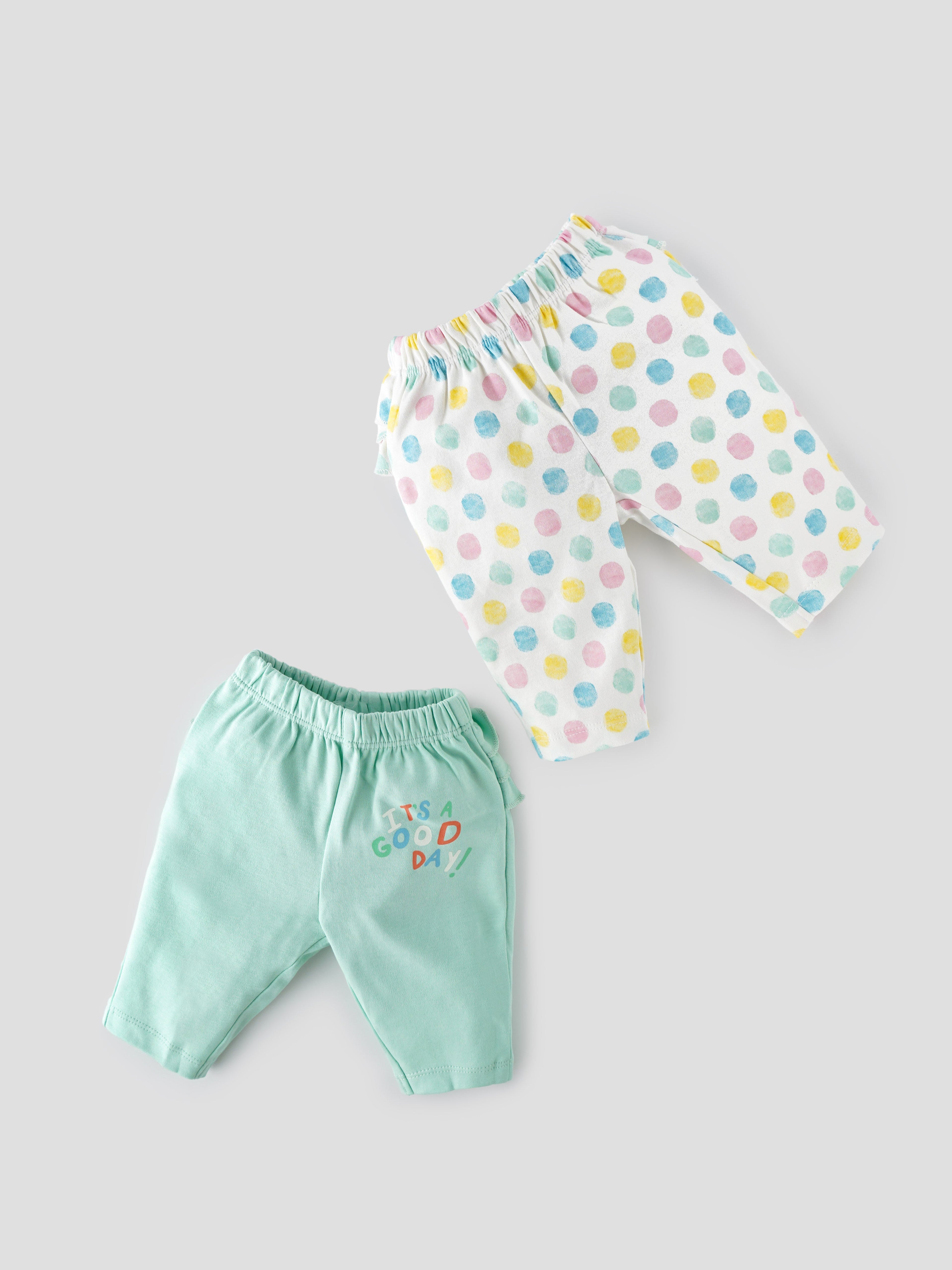 Popees Skin-friendly & Comfy Pants (0-9 Months) for Newborn Girls - Pack of 2