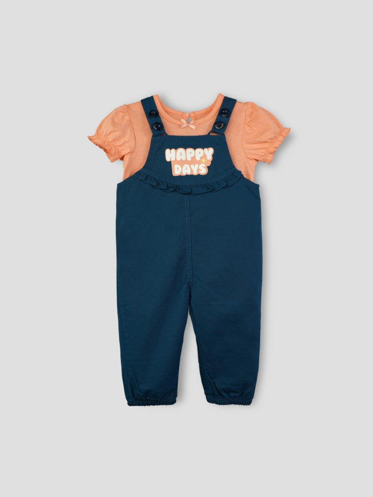 Popees Half Sleeve, Shoulder Strap Dungaree Set(1-8 Years) for Girls