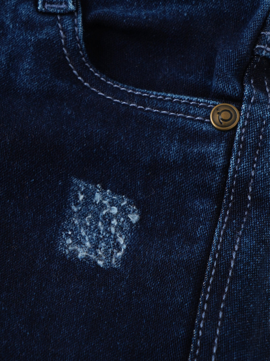 Popees Distressed Denim Jeans with Patchwork Detail & Stretch Waist (3–24 Months) for Boys