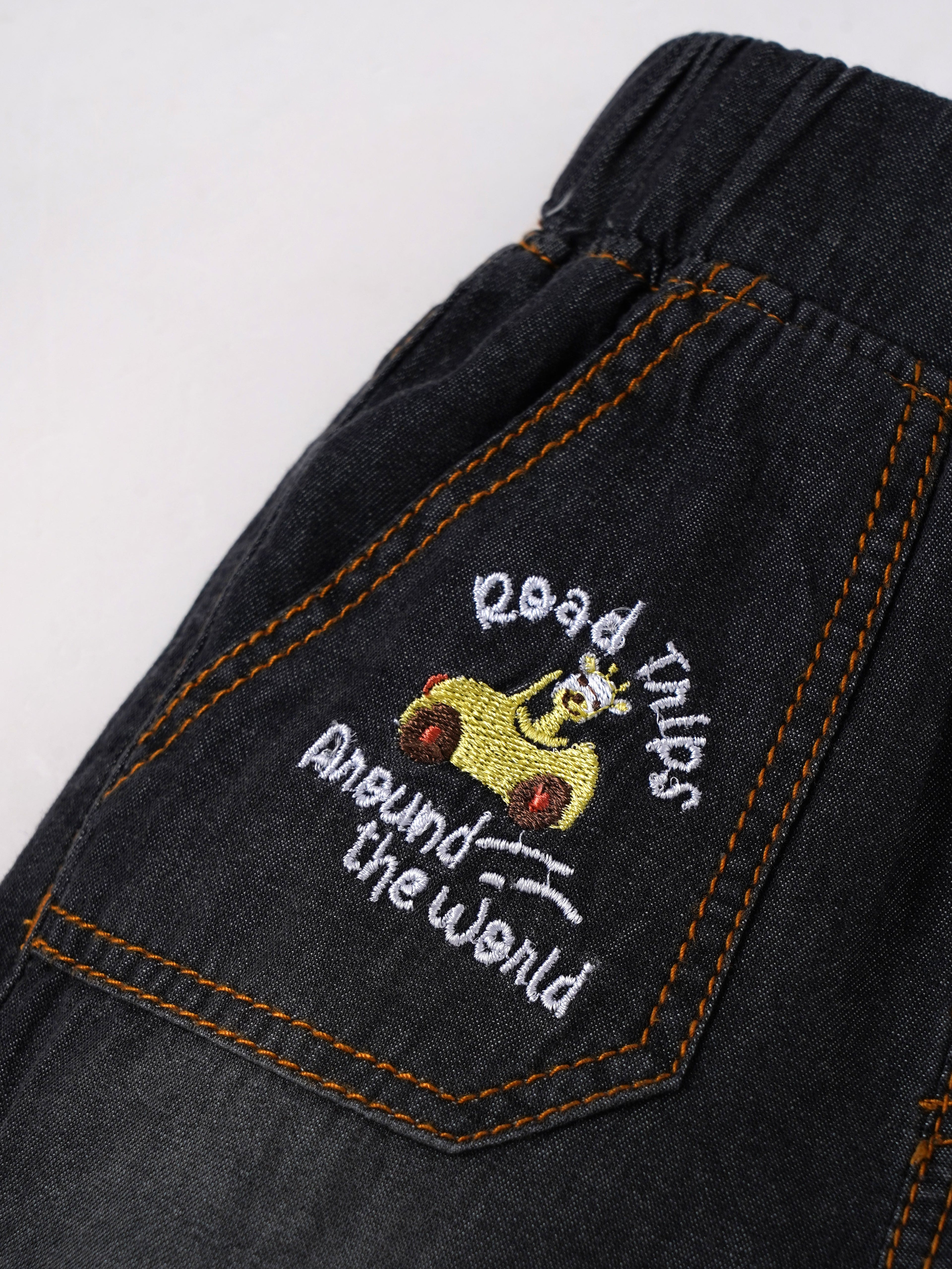 Popees Stylish Comfortable Everyday Wear with Embroidery Black Shorts(3-36 Months)for Baby Boys