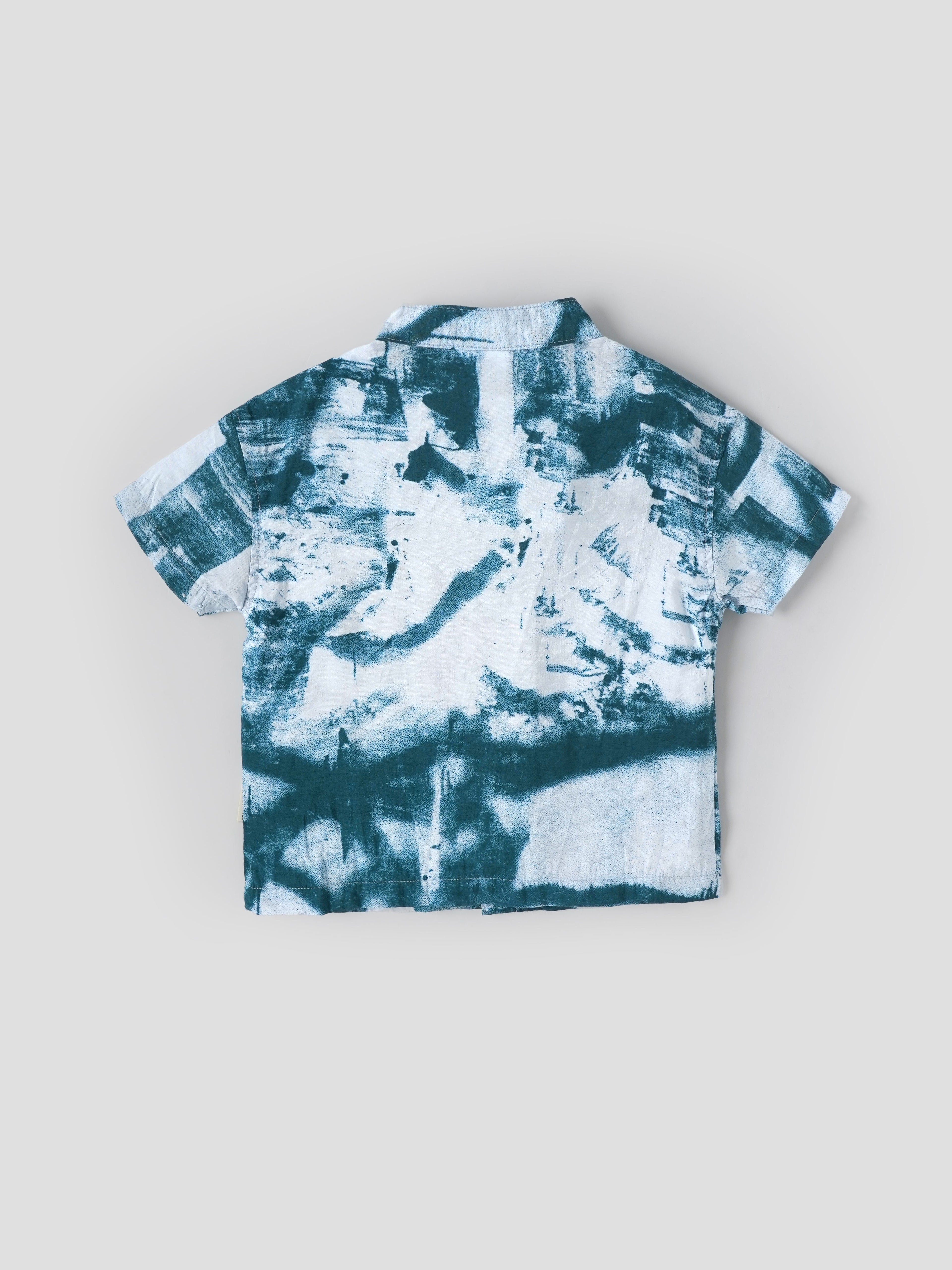 Popees Baby Boys Printed Cotton Half Sleeve Shirt with Mandarin Collar| 3M–36M