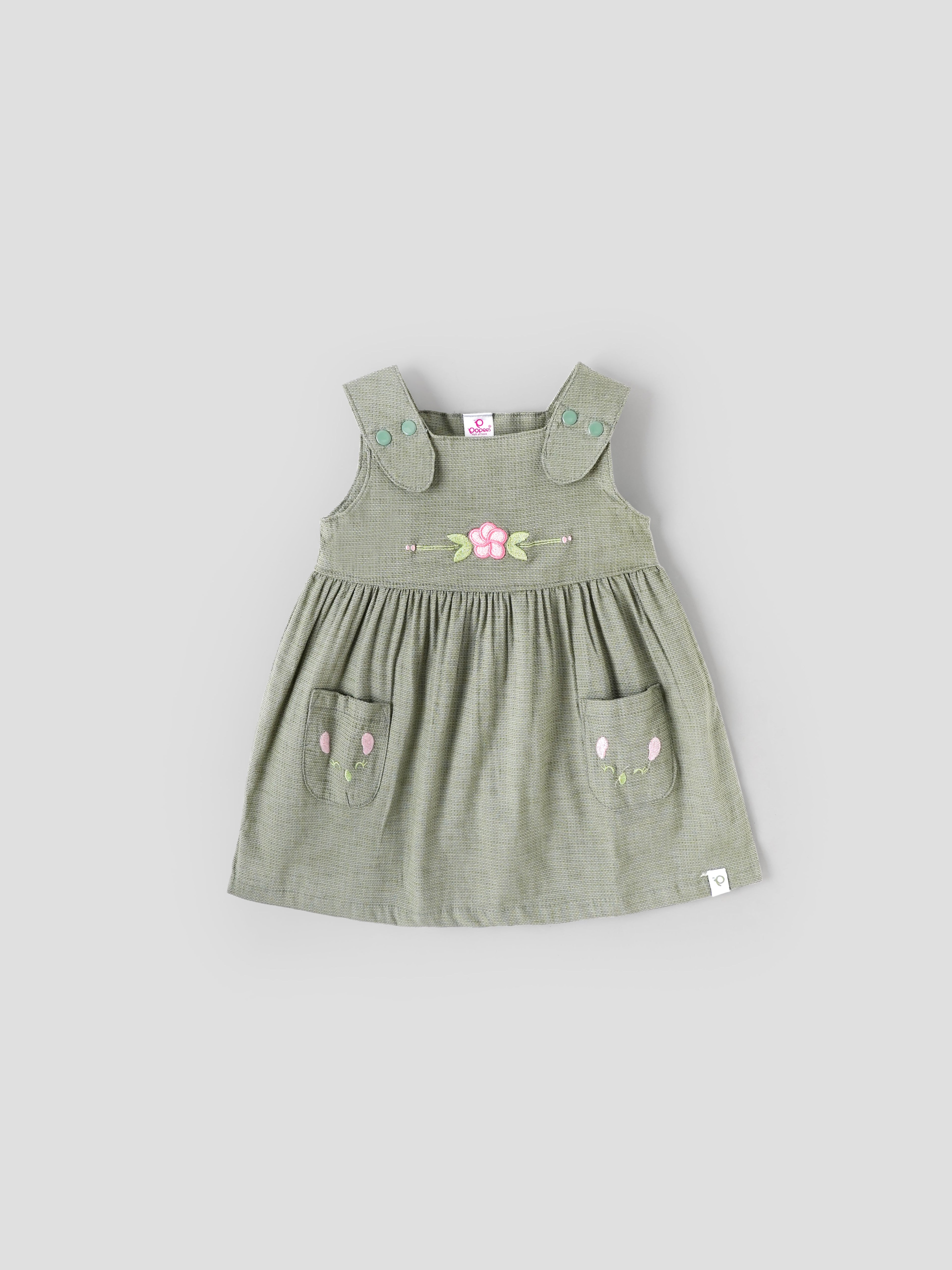 Popees Beautiful & Stylish Floral Embroidered Sleeveless Dress (3-36 Months)for Baby Girls
