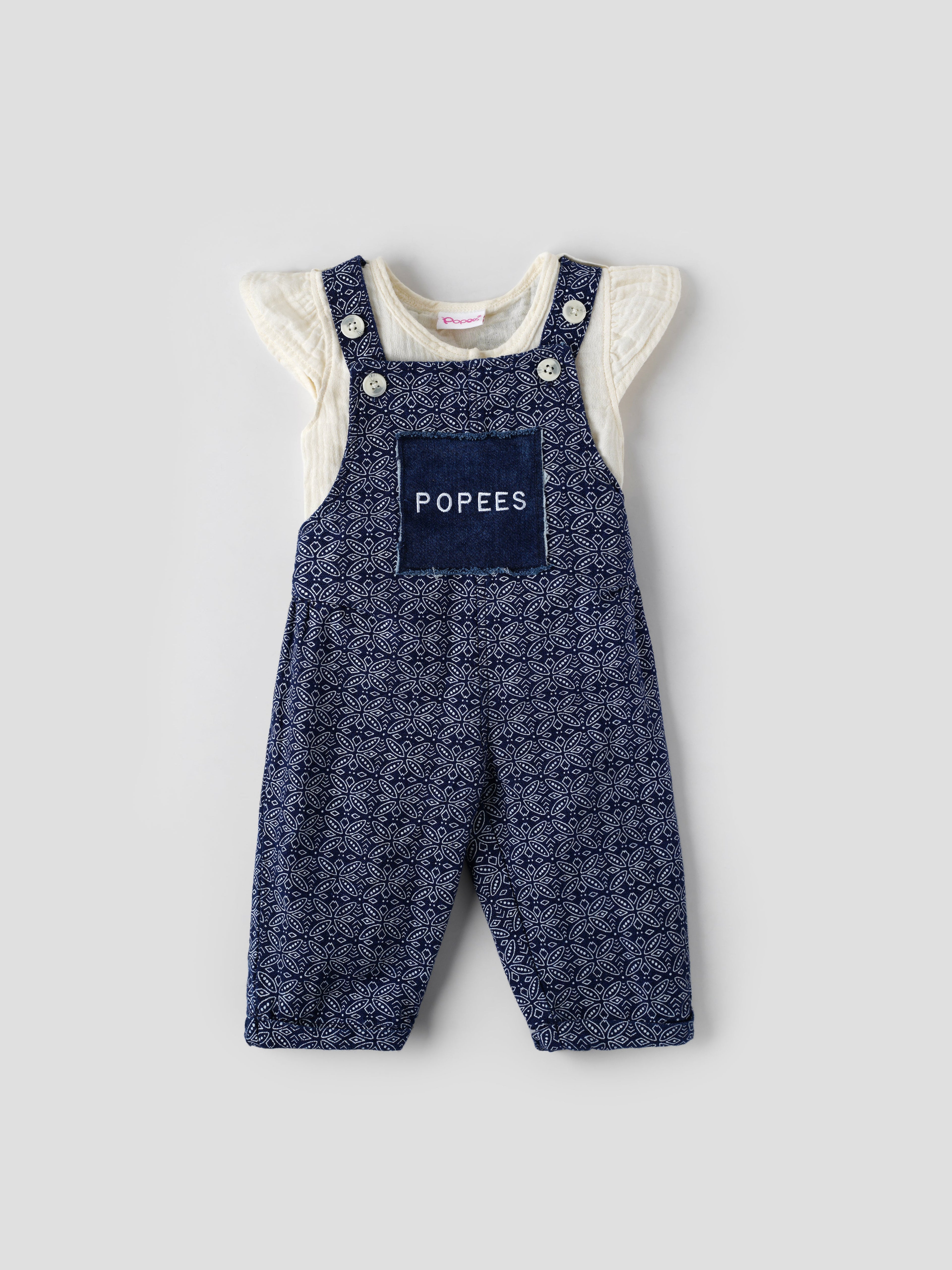 Popees Short Sleeve, Front Open Dungaree Set (3–36 months) for Girls