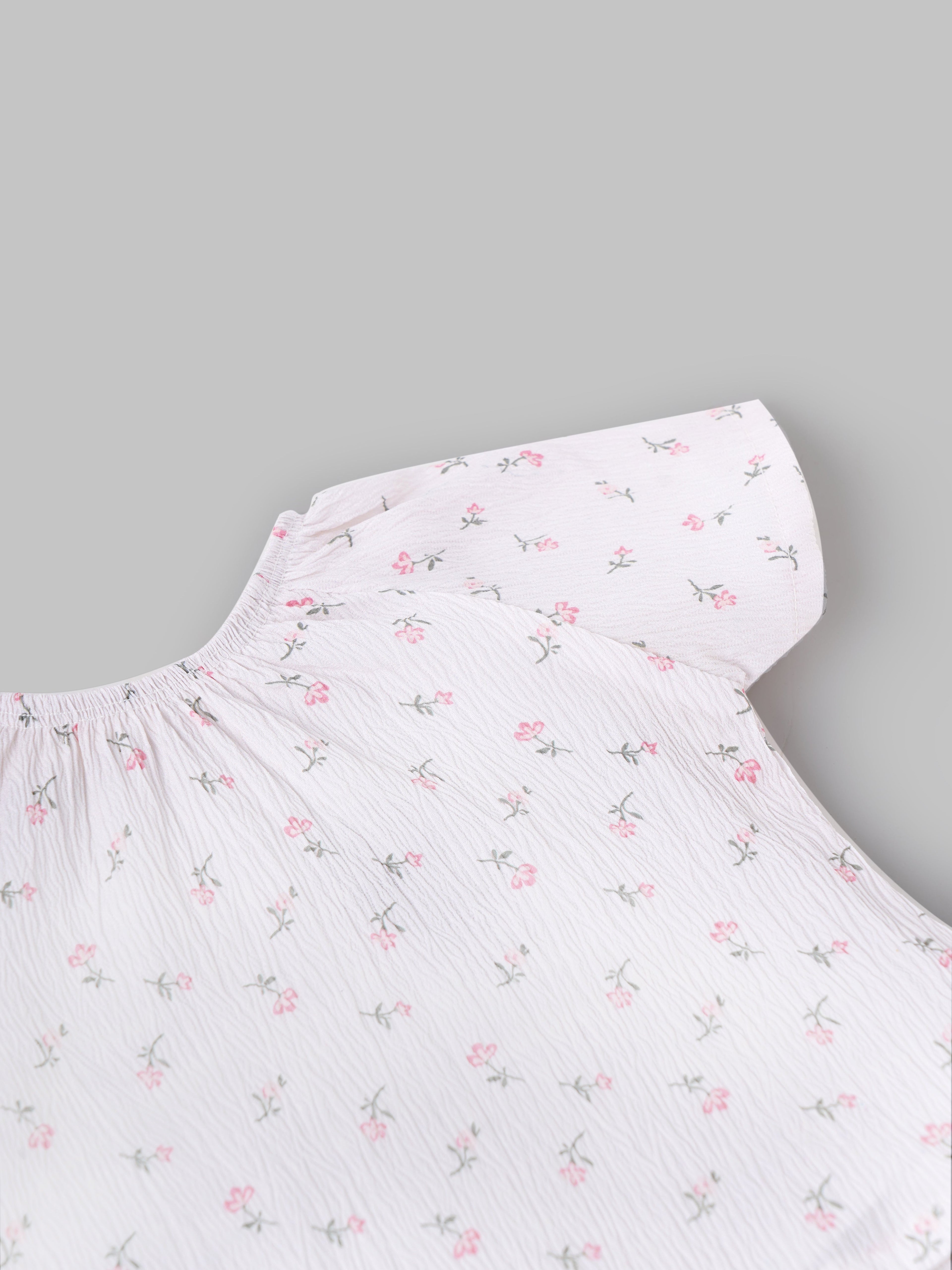 Popees Baby Girls Short Sleeve Cotton Co-Ord Set| White| 3-36 Months