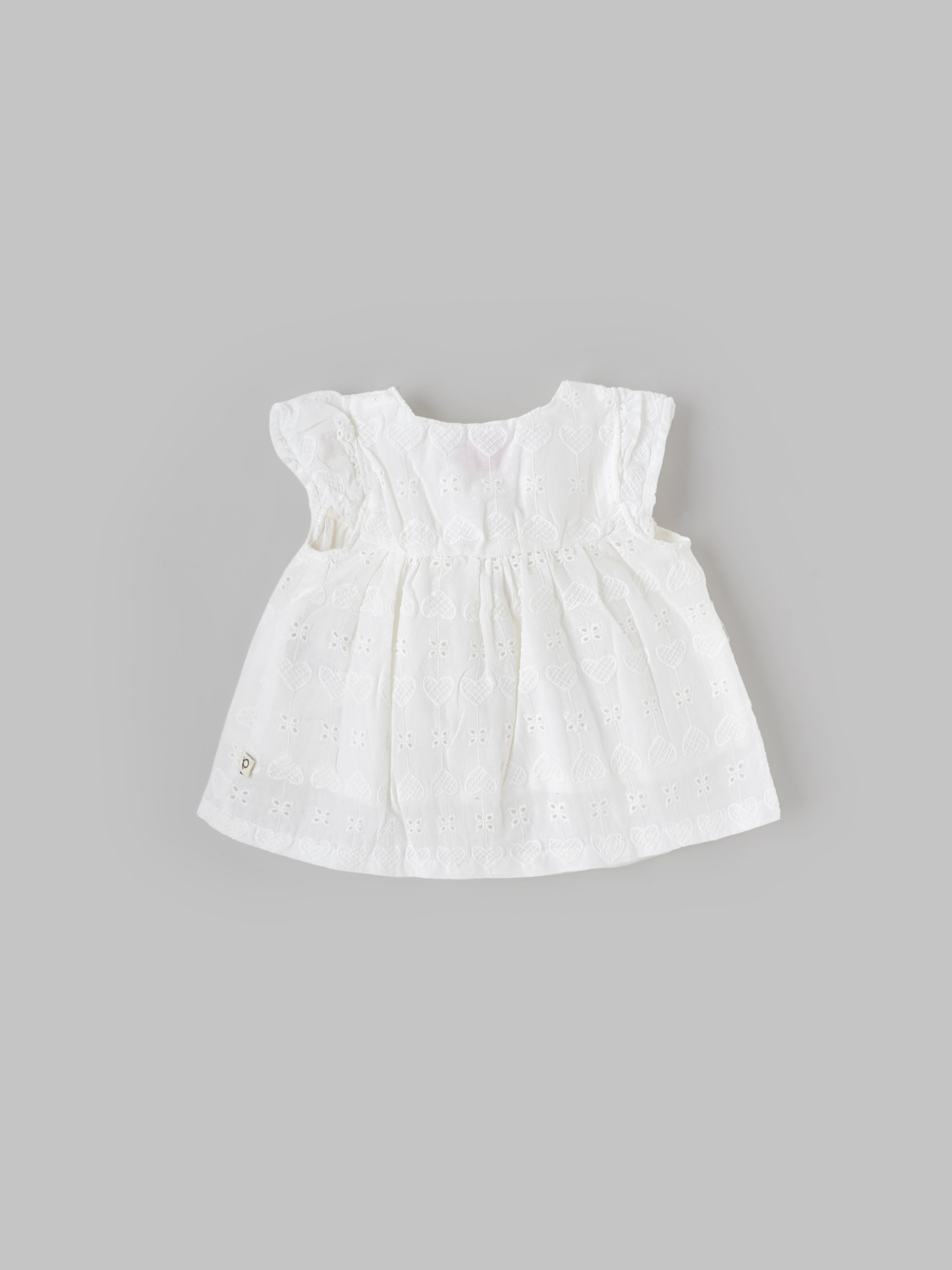Popees Baby Girls Sleeveless Cotton Top| White| Newborn to 9 Months