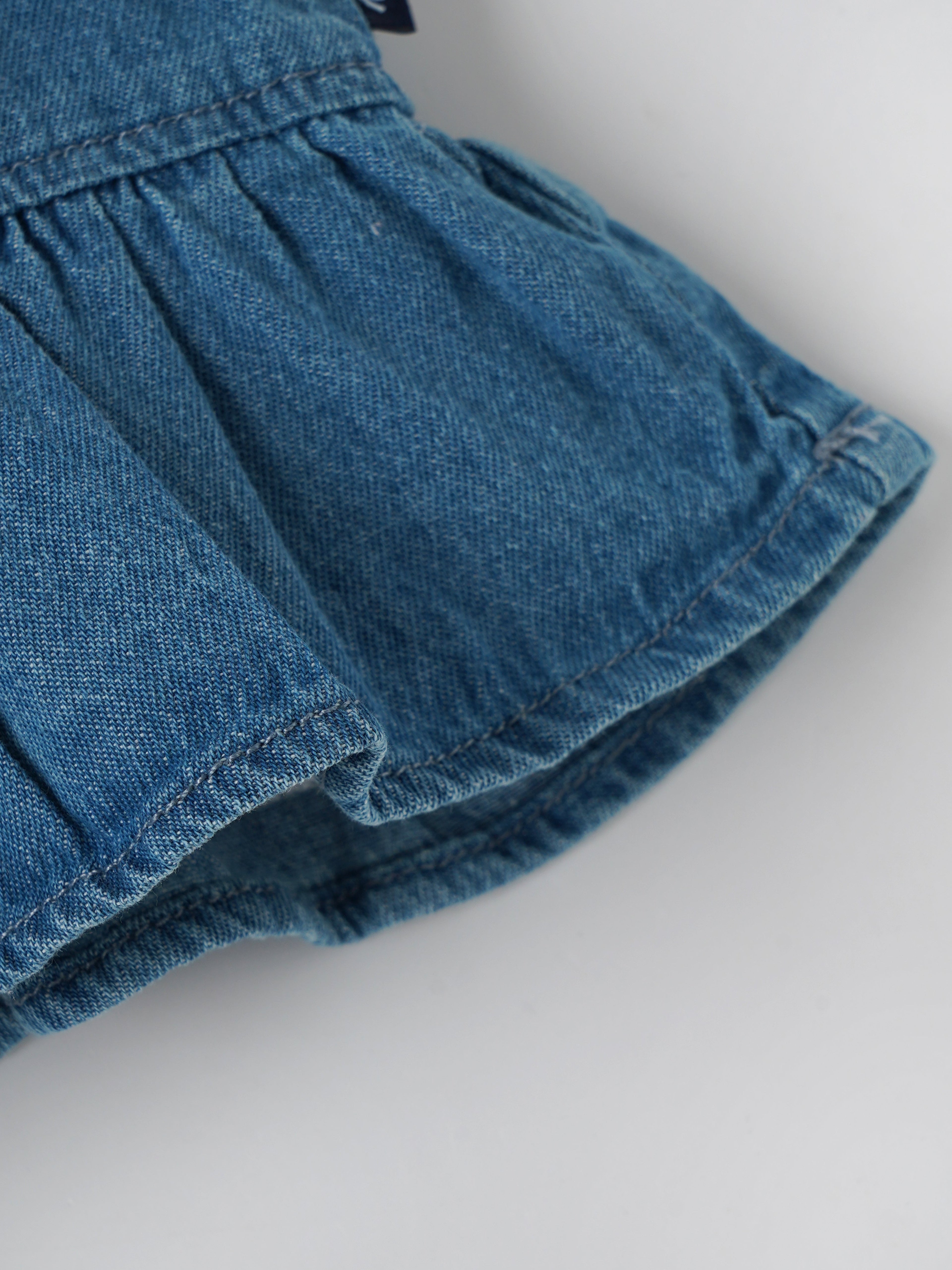 Popees Baby Girls Denim Pinny Set with Cotton Top| Blue| Newborn To 9 Months