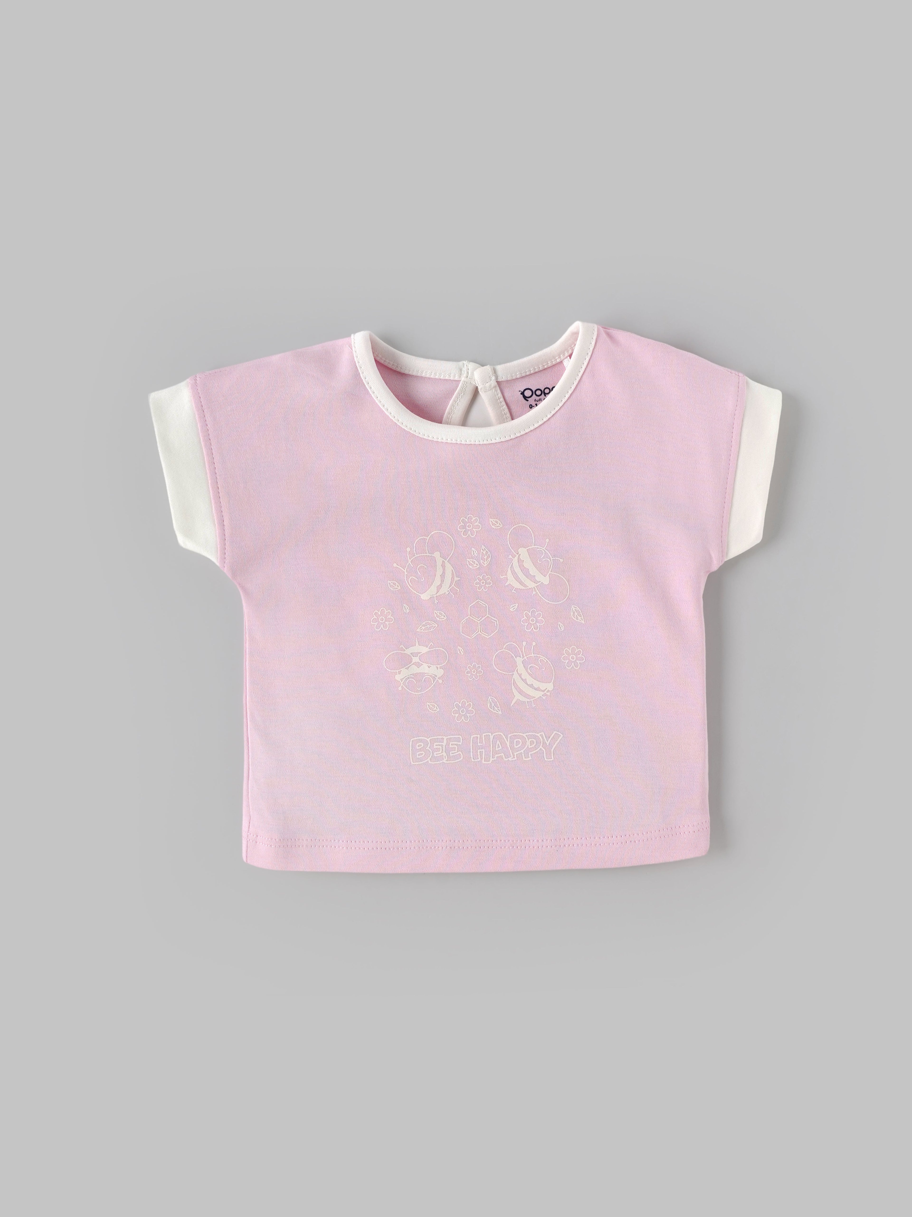 Popees Skin-friendly & Comfy Printed T-shirt(0-9 Months) for Baby Girls