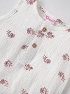 Popees Baby Cotton Muslin Sleeveless Bodysuit |Soft Floral Onesie with Snap Closure (Newborn–9 Months)