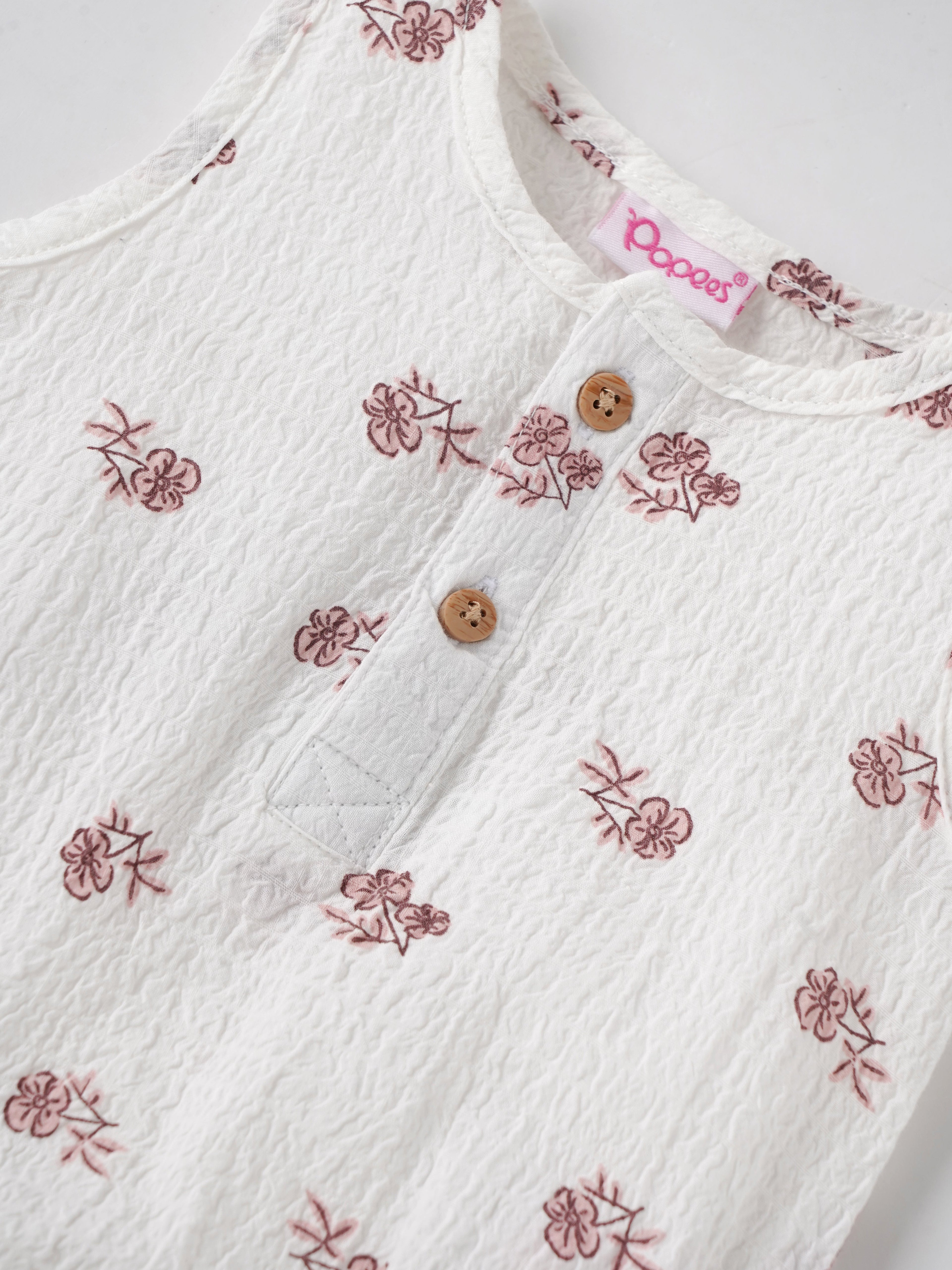 Popees Baby Cotton Muslin Sleeveless Bodysuit |Soft Floral Onesie with Snap Closure (Newborn–9 Months)