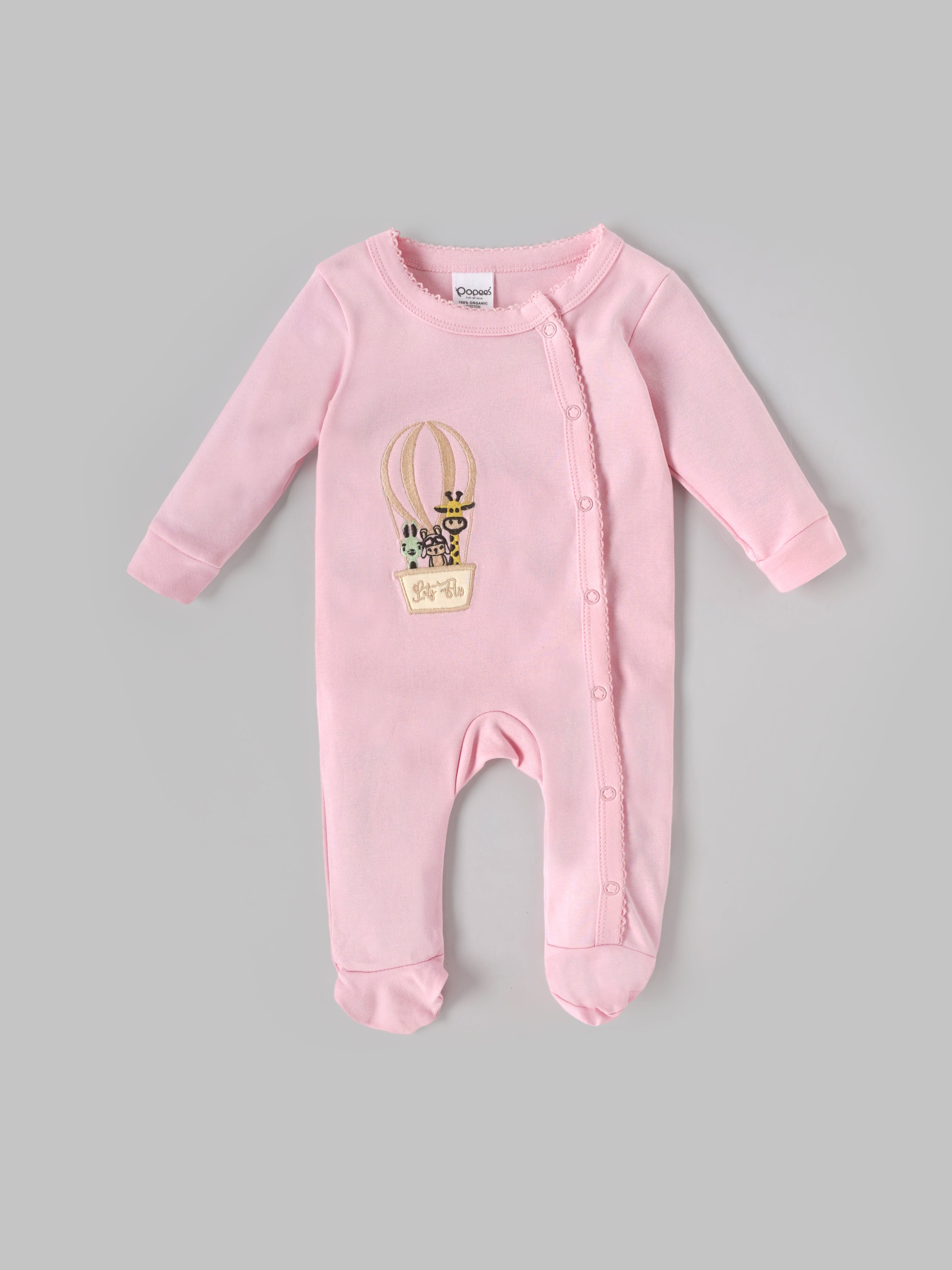 Popees Baby Unisex Cotton Full Sleeve Footed Sleepsuit| Tiny Baby, Newborn–6M