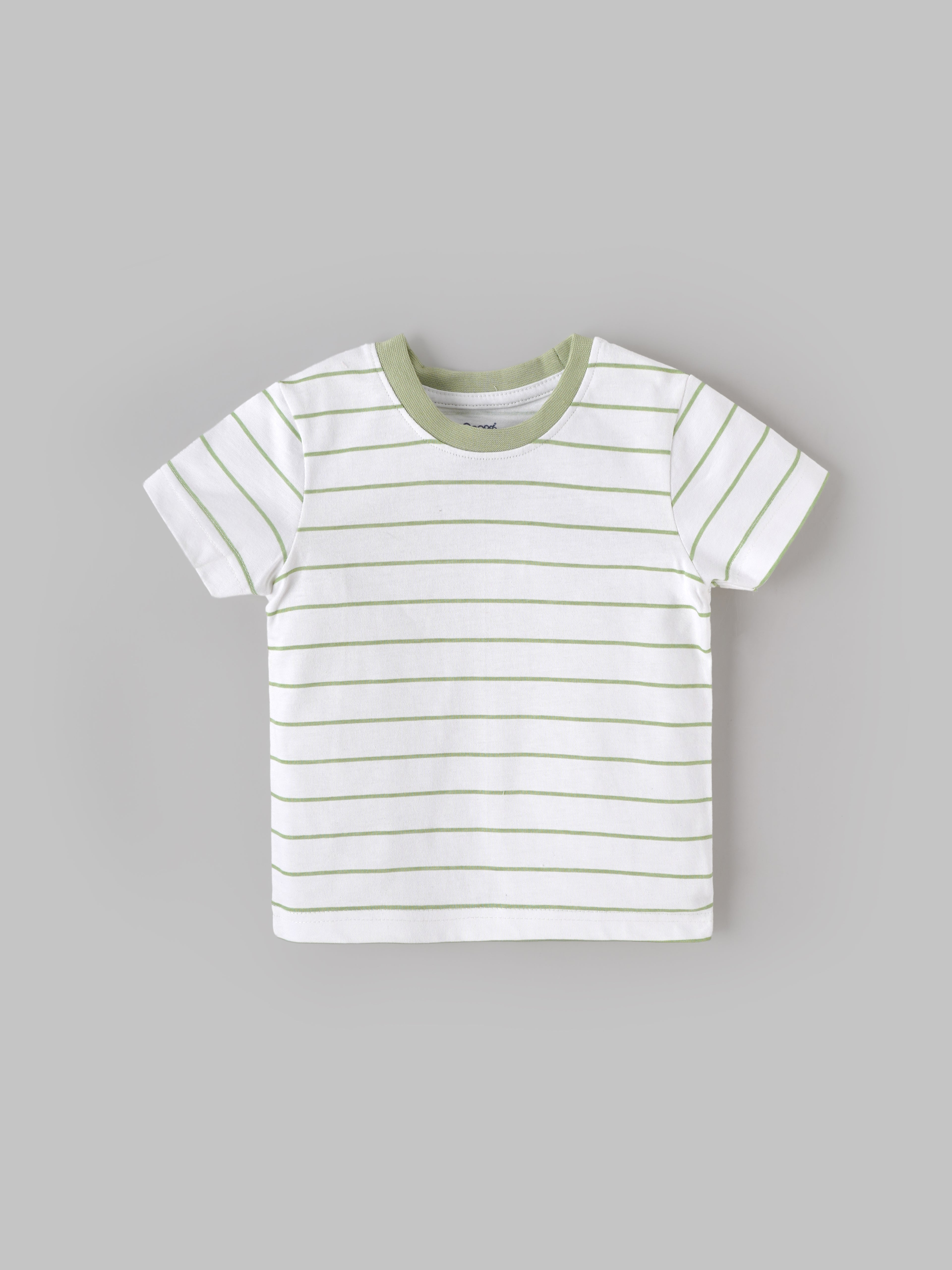 Popees Boys Striped Cotton T-Shirt | White | 1-8 Years
