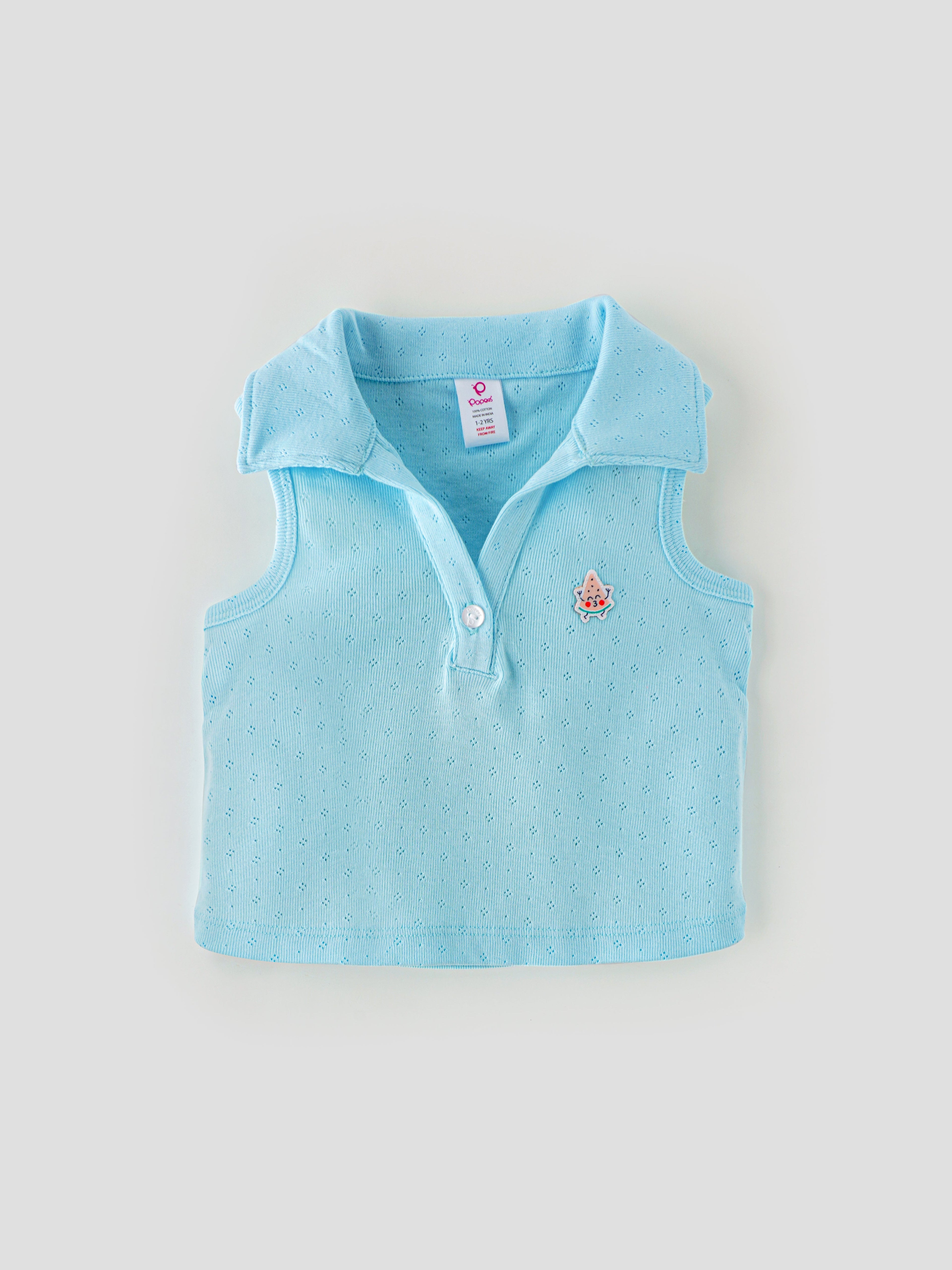 Popees Sleeveless Top with Collar for Girls (1–6 Years) – Fashionable & Comfy Wear