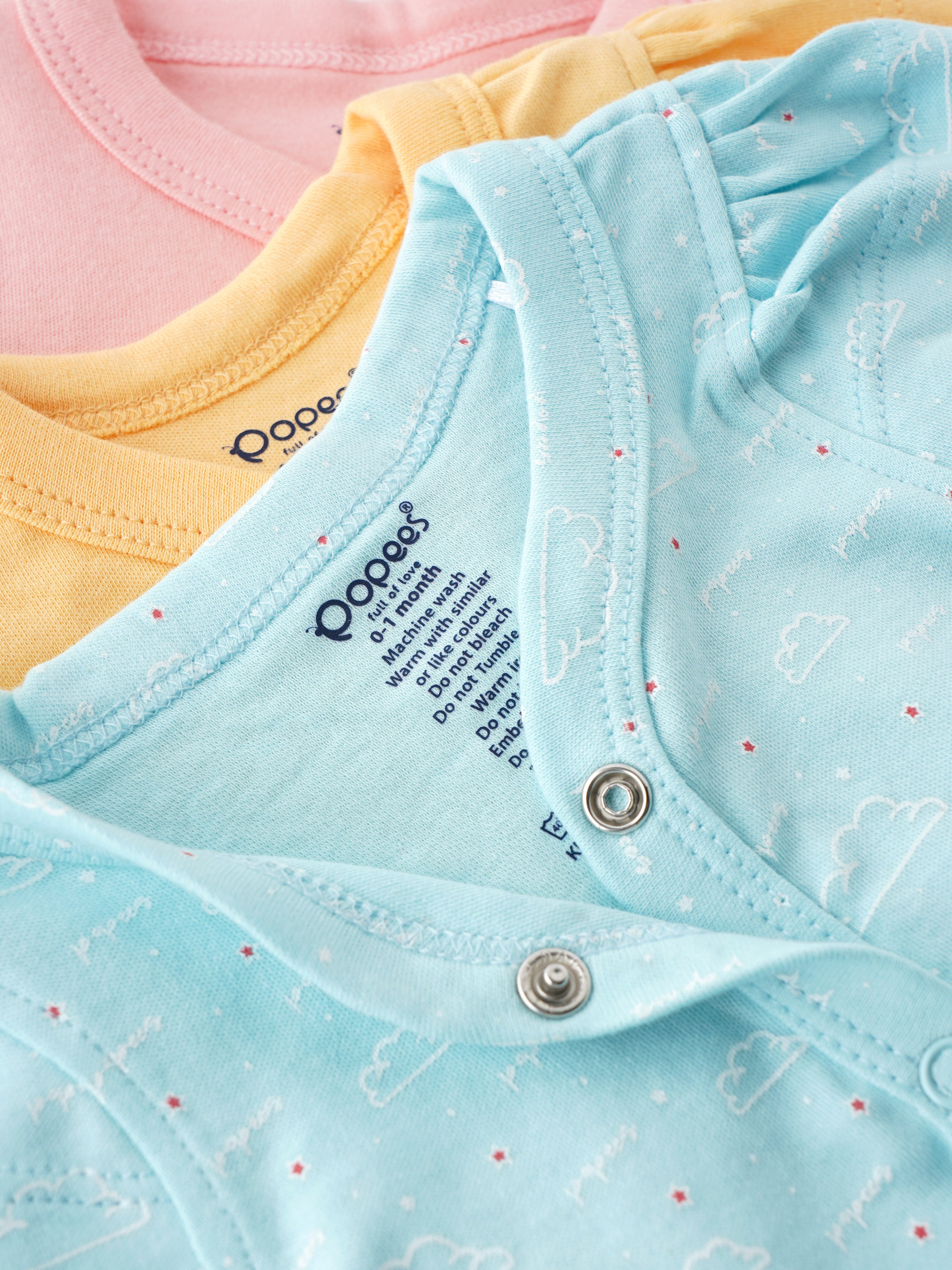 Popees Newborn Jhabla (0–9 Months) Skin-Friendly & Comfortable Tops – Pack of 3