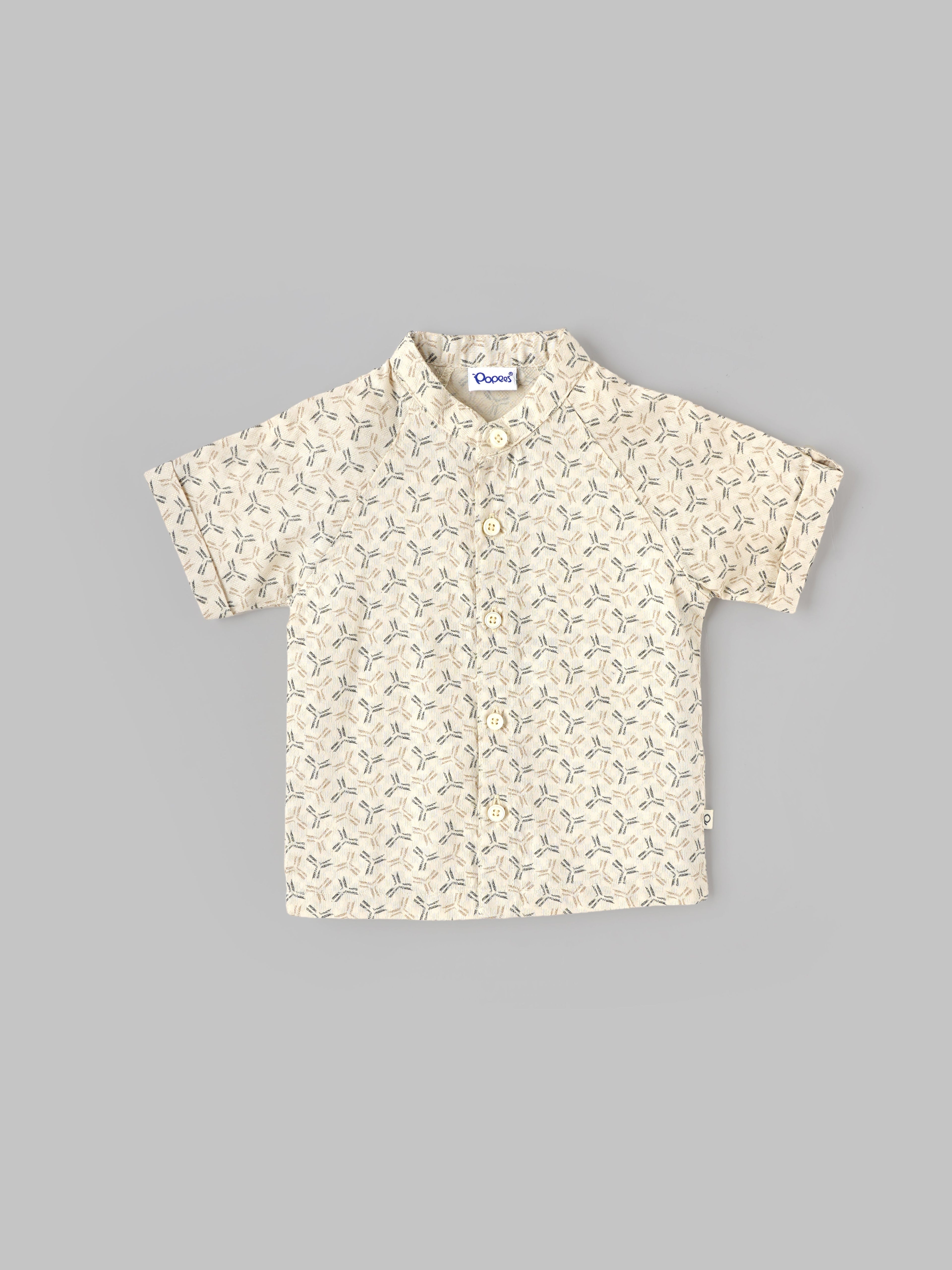 Popees Baby Boys  Half Sleeve Cotton Shirt| Beige| 3-24 Months