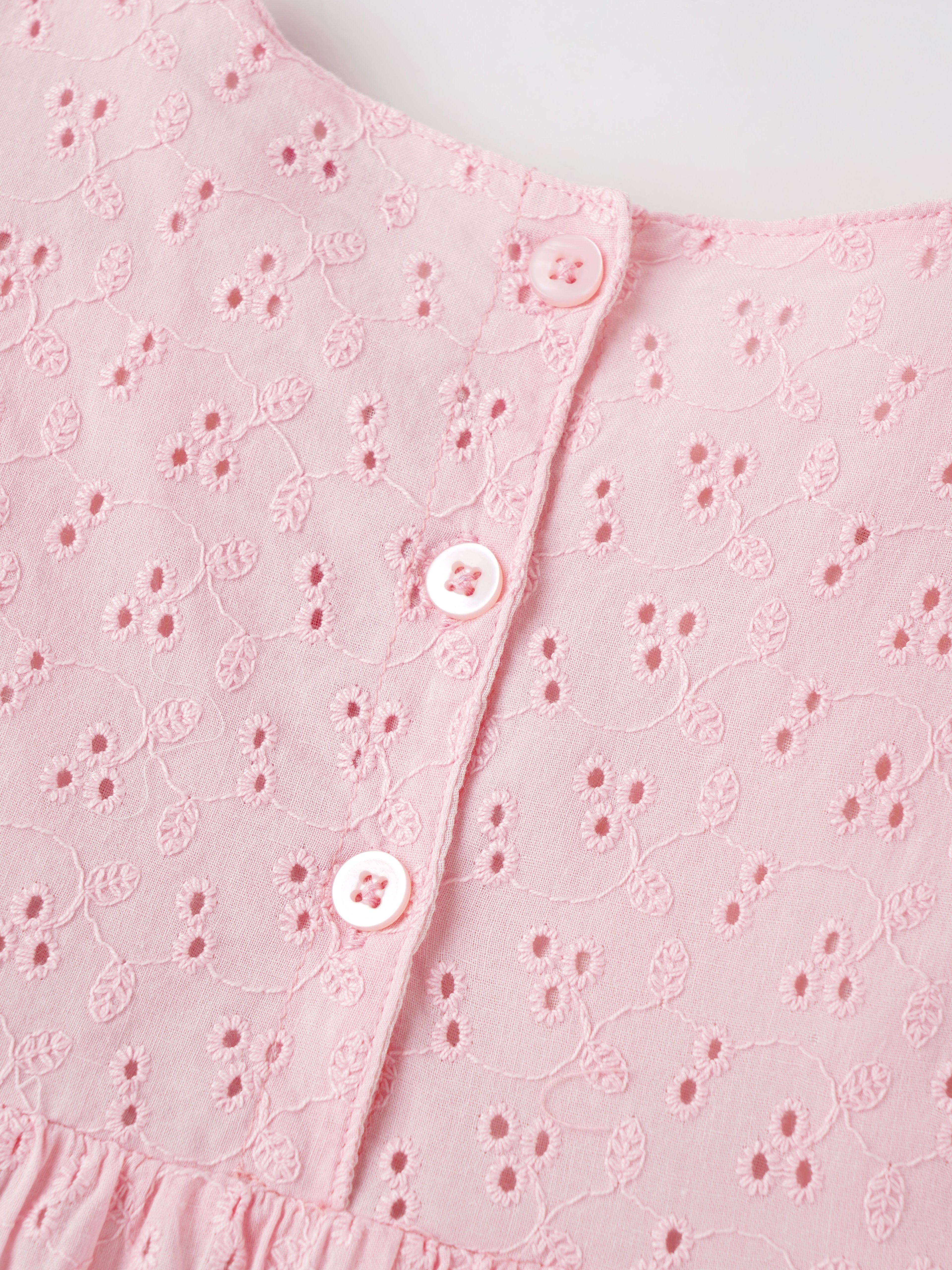 Popees Soft & Breathable Elegant Eyelet Summer Frock with Ruffle Sleeves (3-36 Months)for Baby Girls
