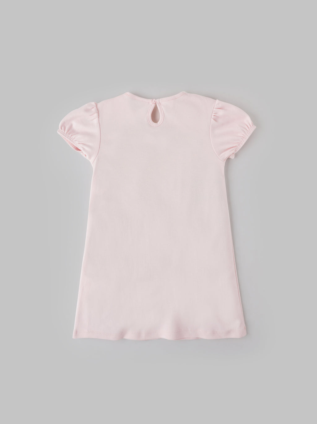 Popees Soft Pink Dress Floral Embroidered Collar, Puff Sleeves, Pure Cotton (3–36 Months) for Baby Girls