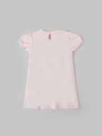 Popees Soft Pink Dress Floral Embroidered Collar, Puff Sleeves, Pure Cotton (3–36 Months) for Baby Girls