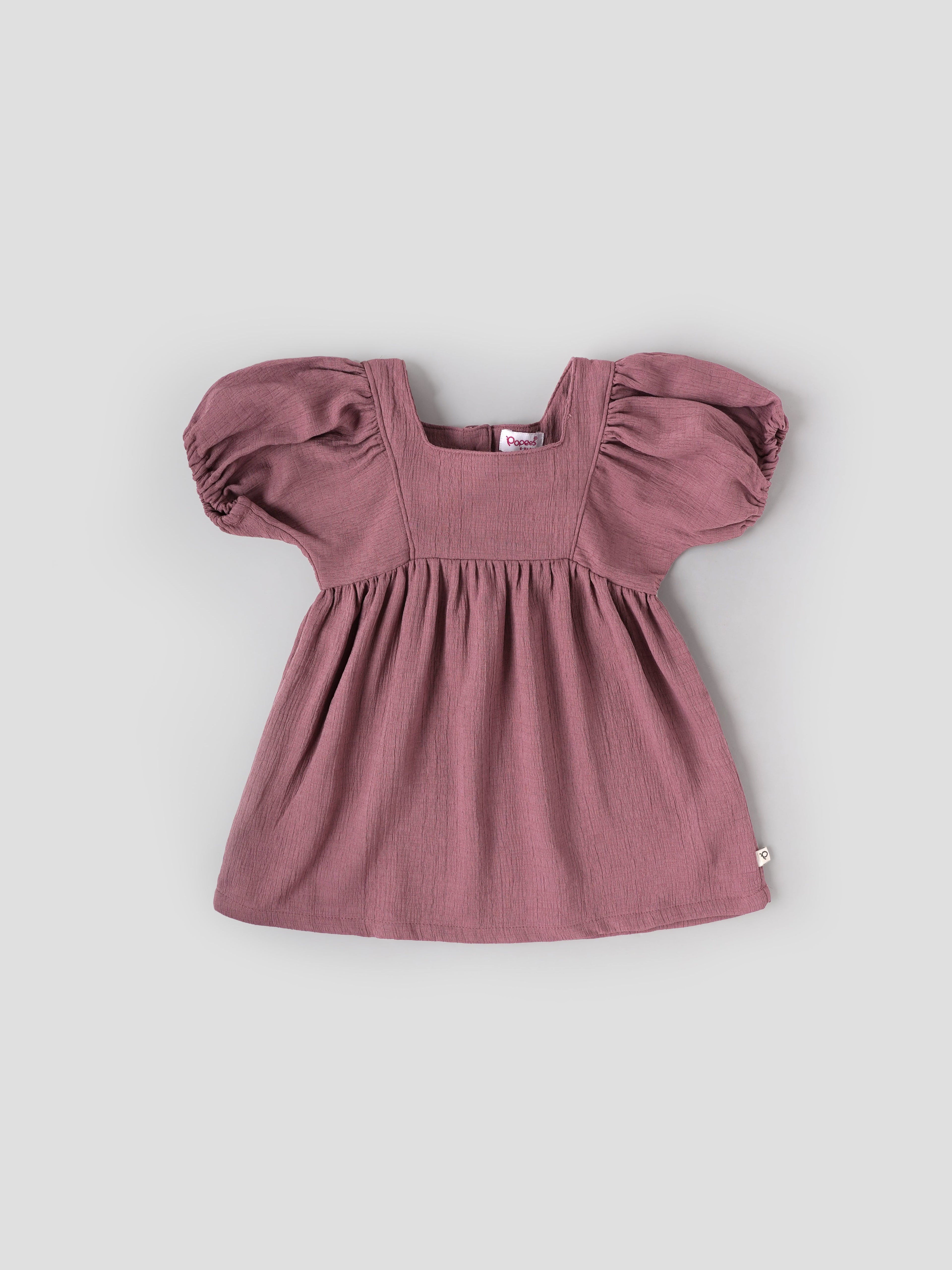 Popees Stylish Half Sleeve Back Half Open Dress (3–24 Months)for Baby Girls