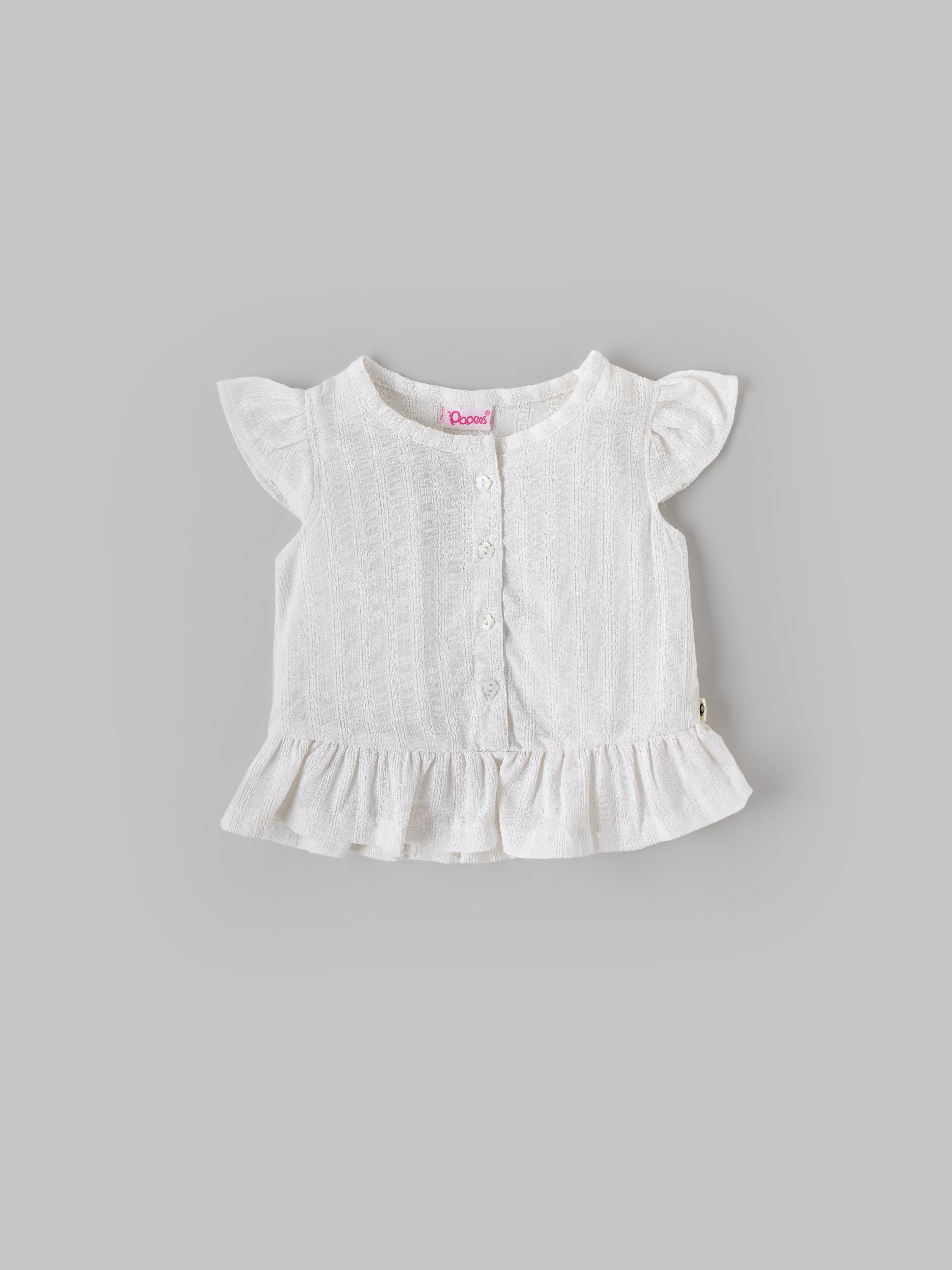 Popees Soft & Elegant White Ruffle Top (3–36 Months)for Baby Girls