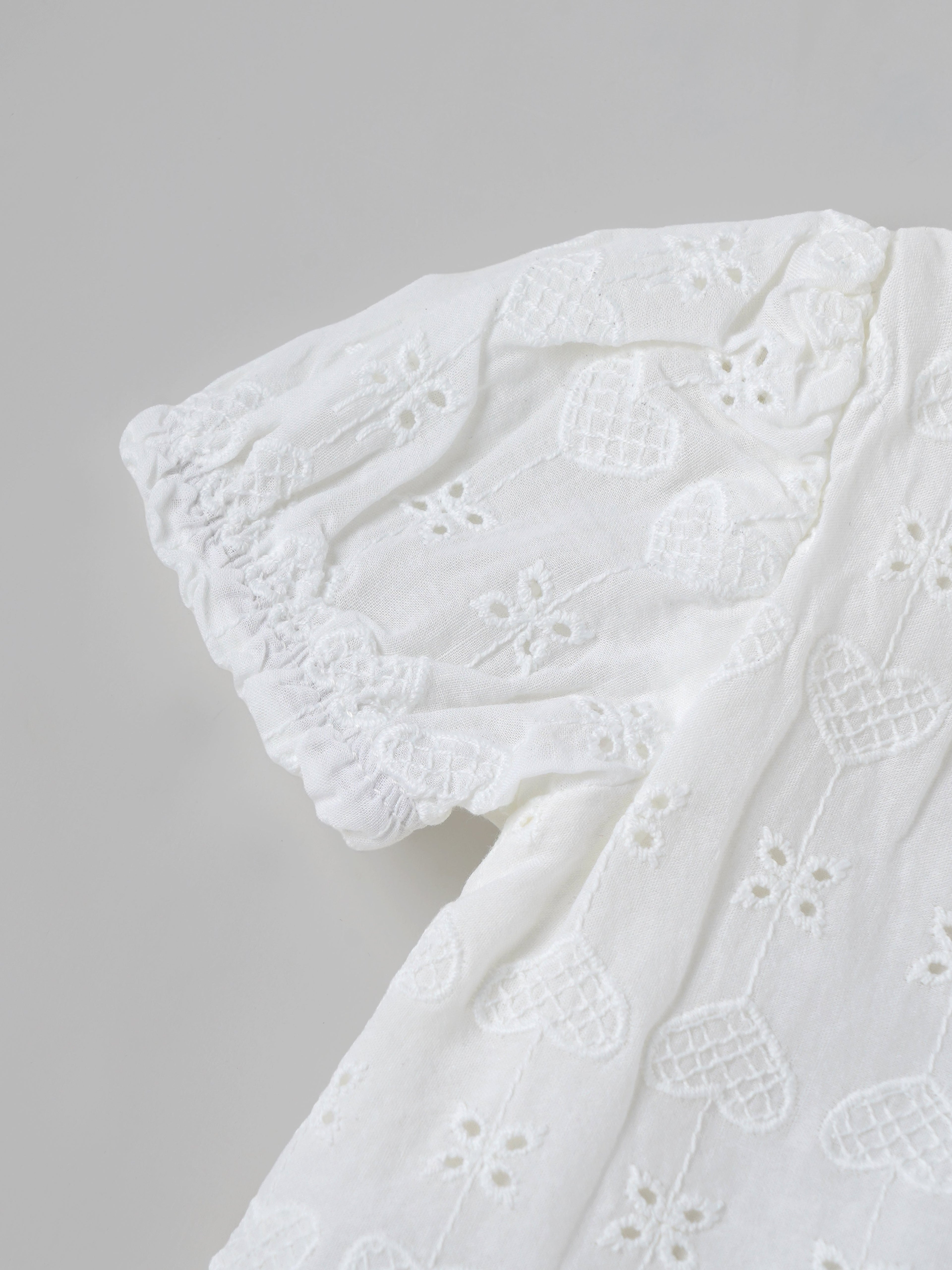 Popees Baby Girls  Embroidered Cotton Top| White| 3-36 Months