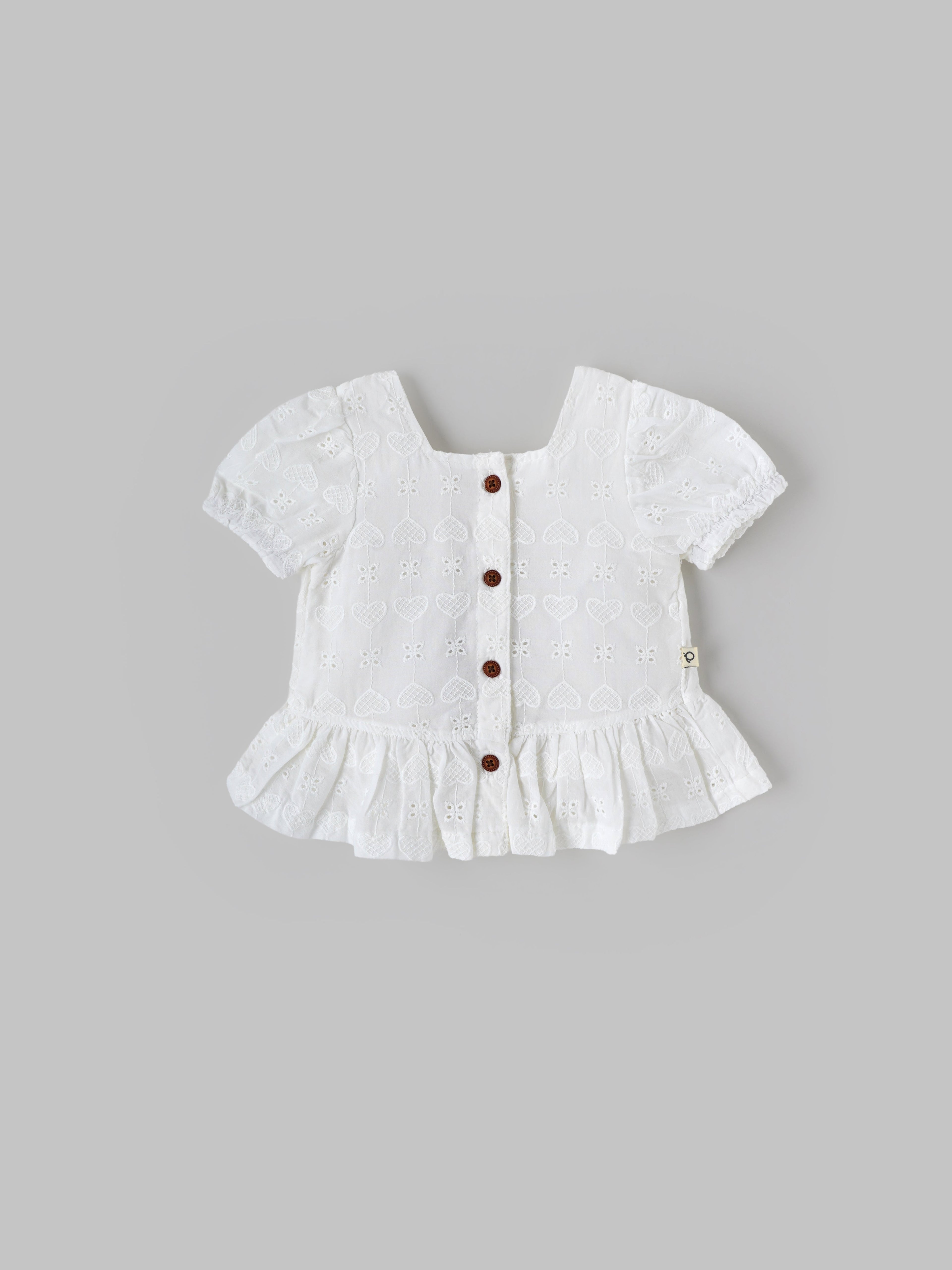 Popees Baby Girls  Embroidered Cotton Top| White| 3-36 Months
