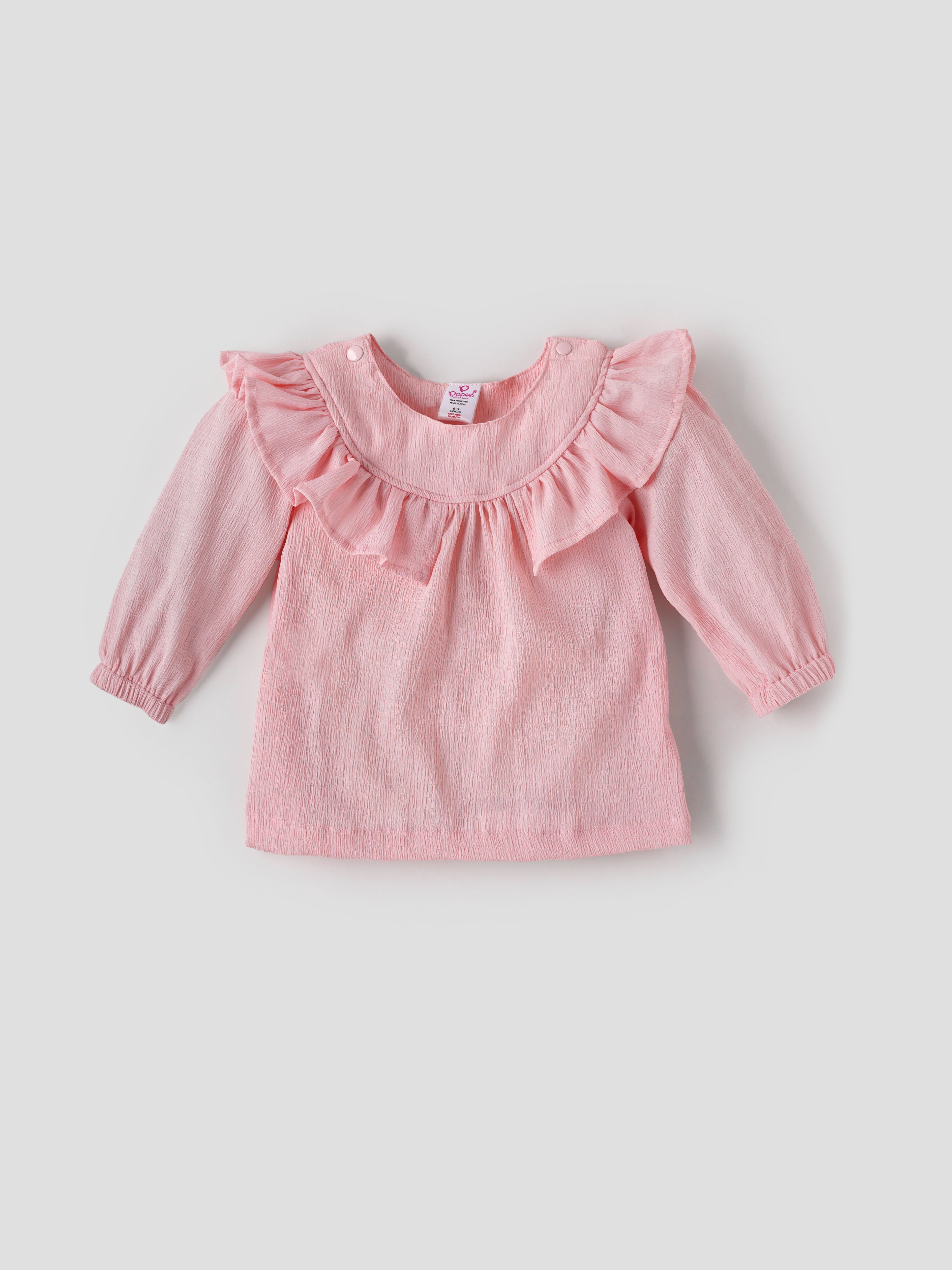 Popees Full Sleeve Ruffle Neck (3–36 Months) Soft & Stylish Top for Baby Girls