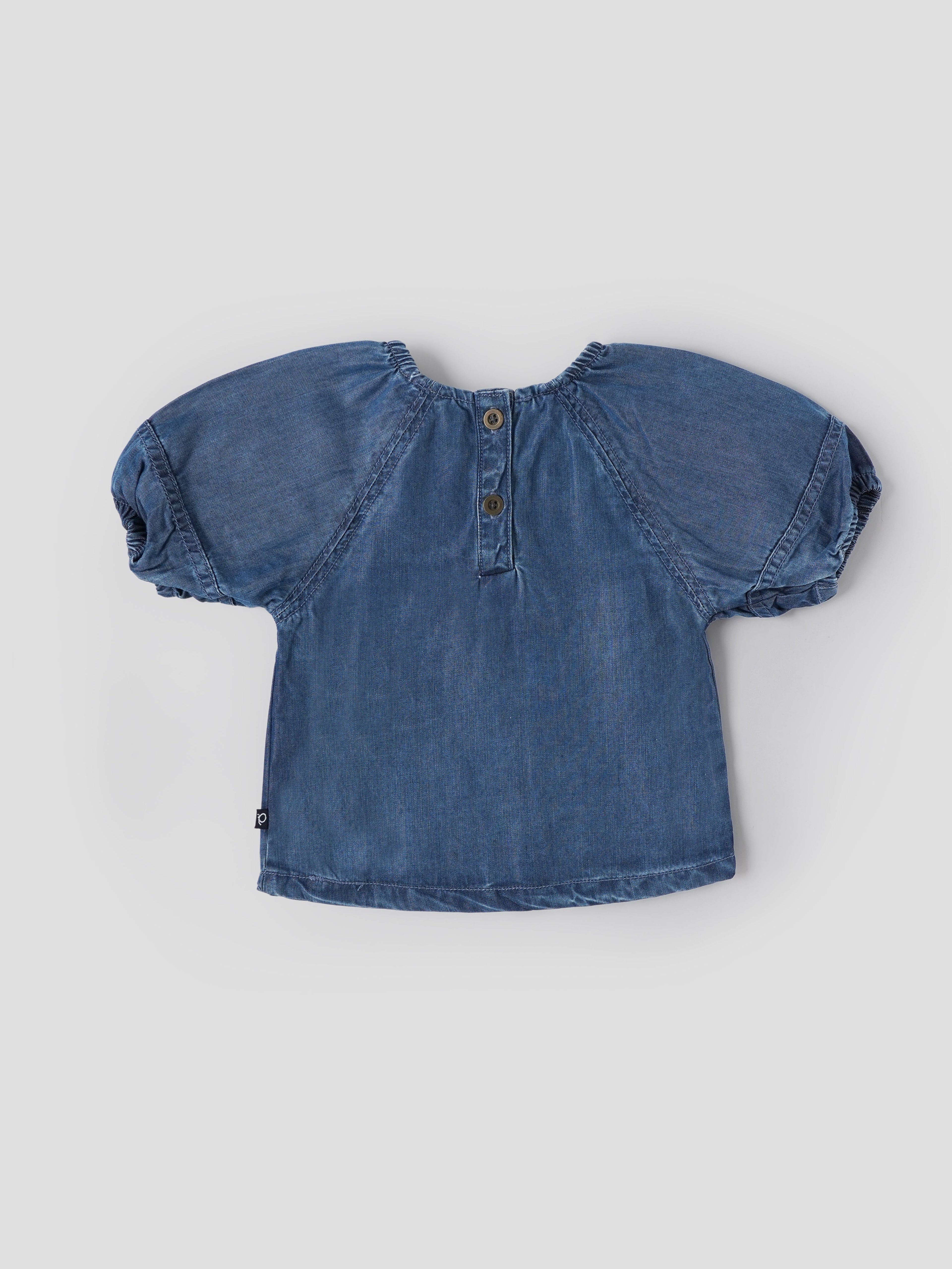 Popees Floral Embroidered Denim Top (3–36 Months)for Girls