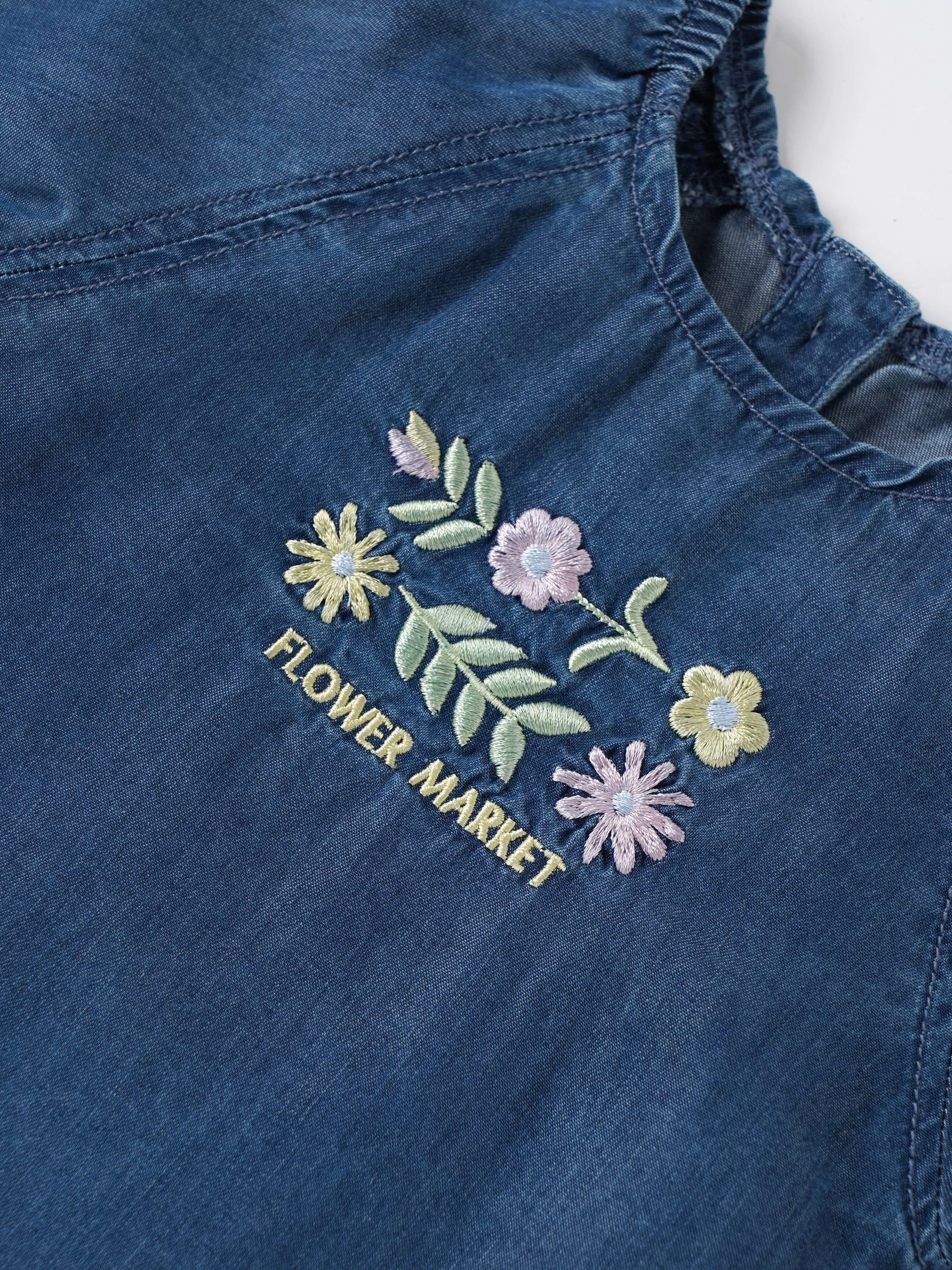 Popees Floral Embroidered Denim Top (3–36 Months)for Girls