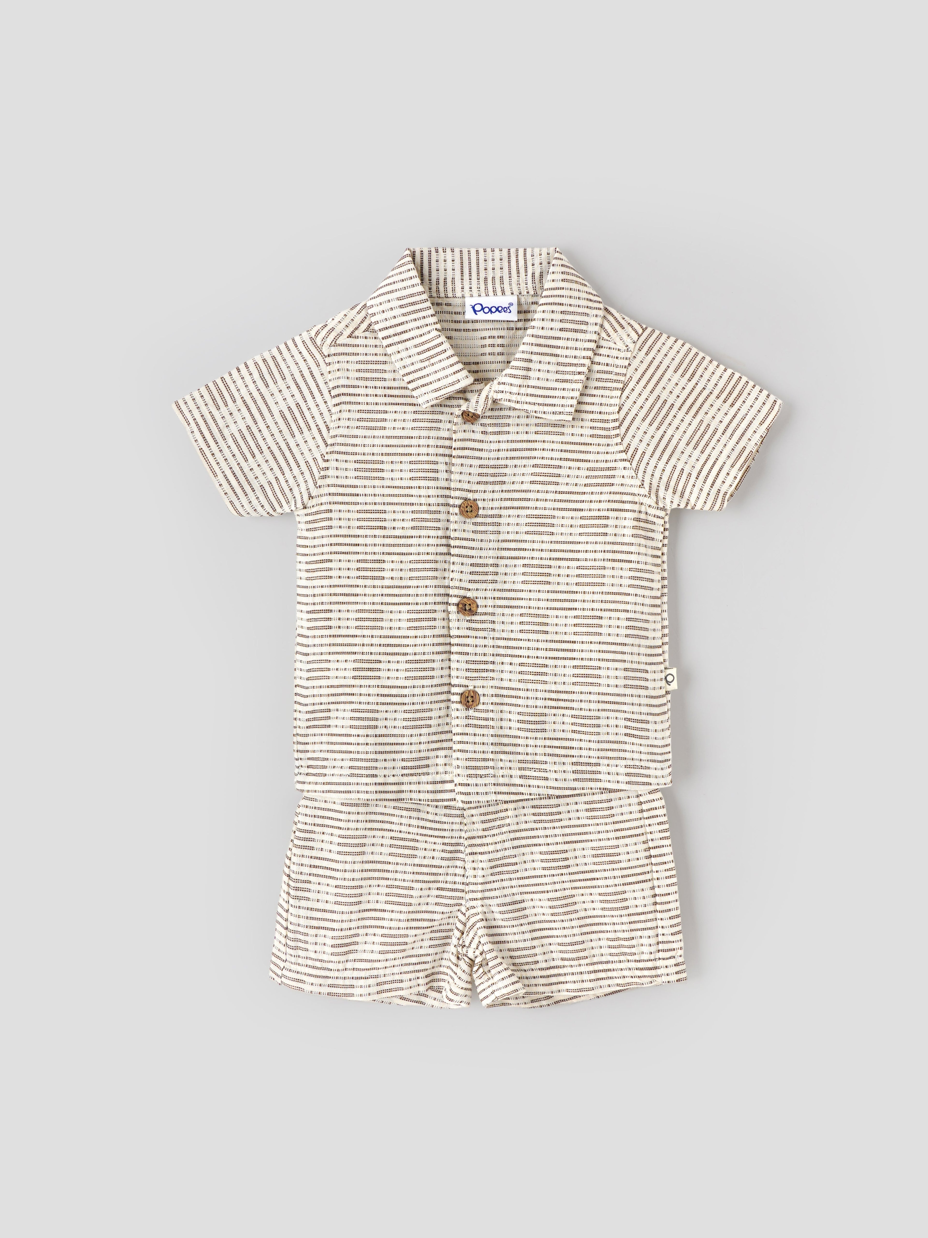 Popees Baby Boys Shirt and Shorts Set| Beige| Newborn - 9 Months