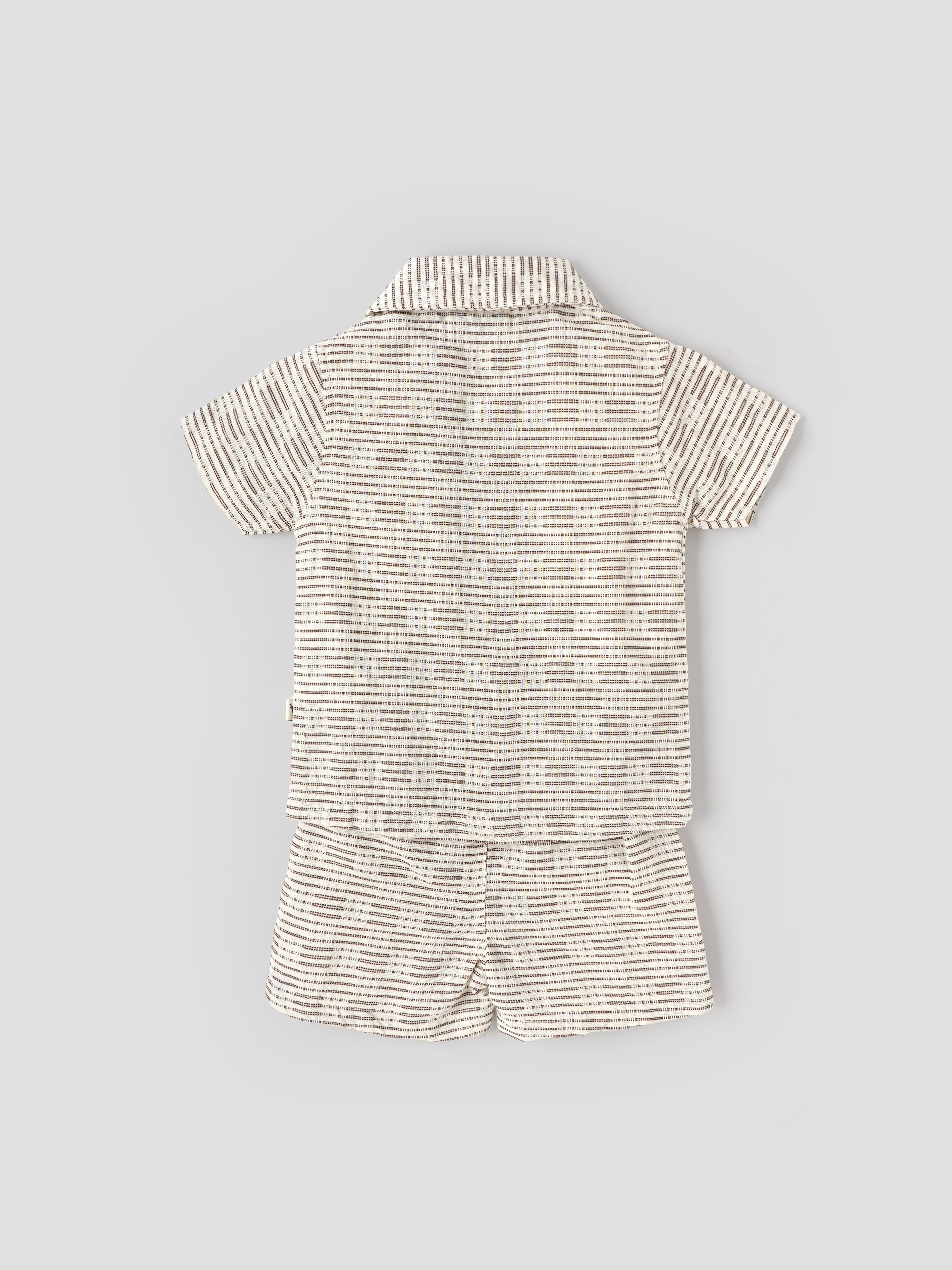 Popees Baby Boys Shirt and Shorts Set| Beige| Newborn - 9 Months