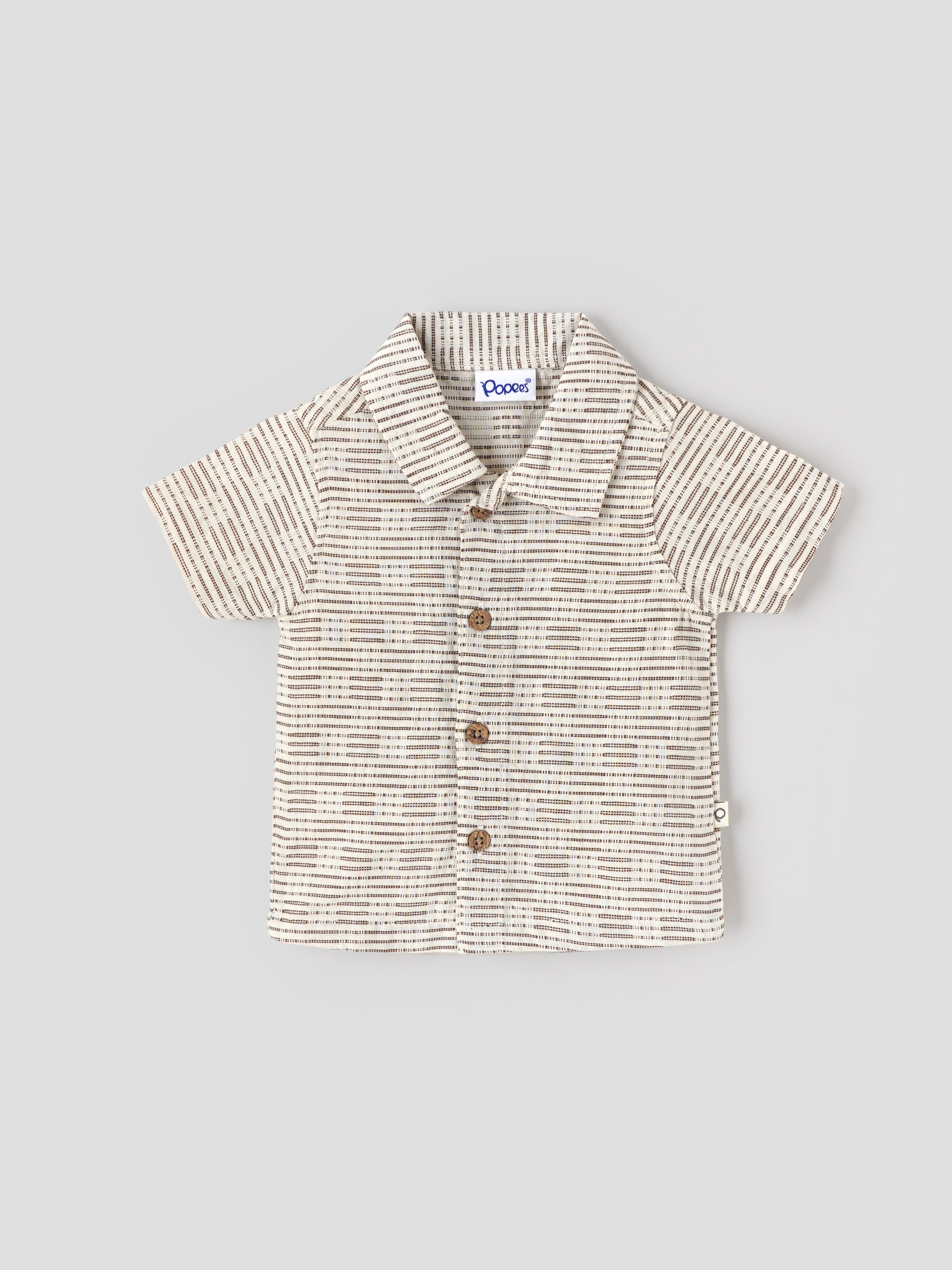 Popees Baby Boys Shirt and Shorts Set| Beige| Newborn - 9 Months