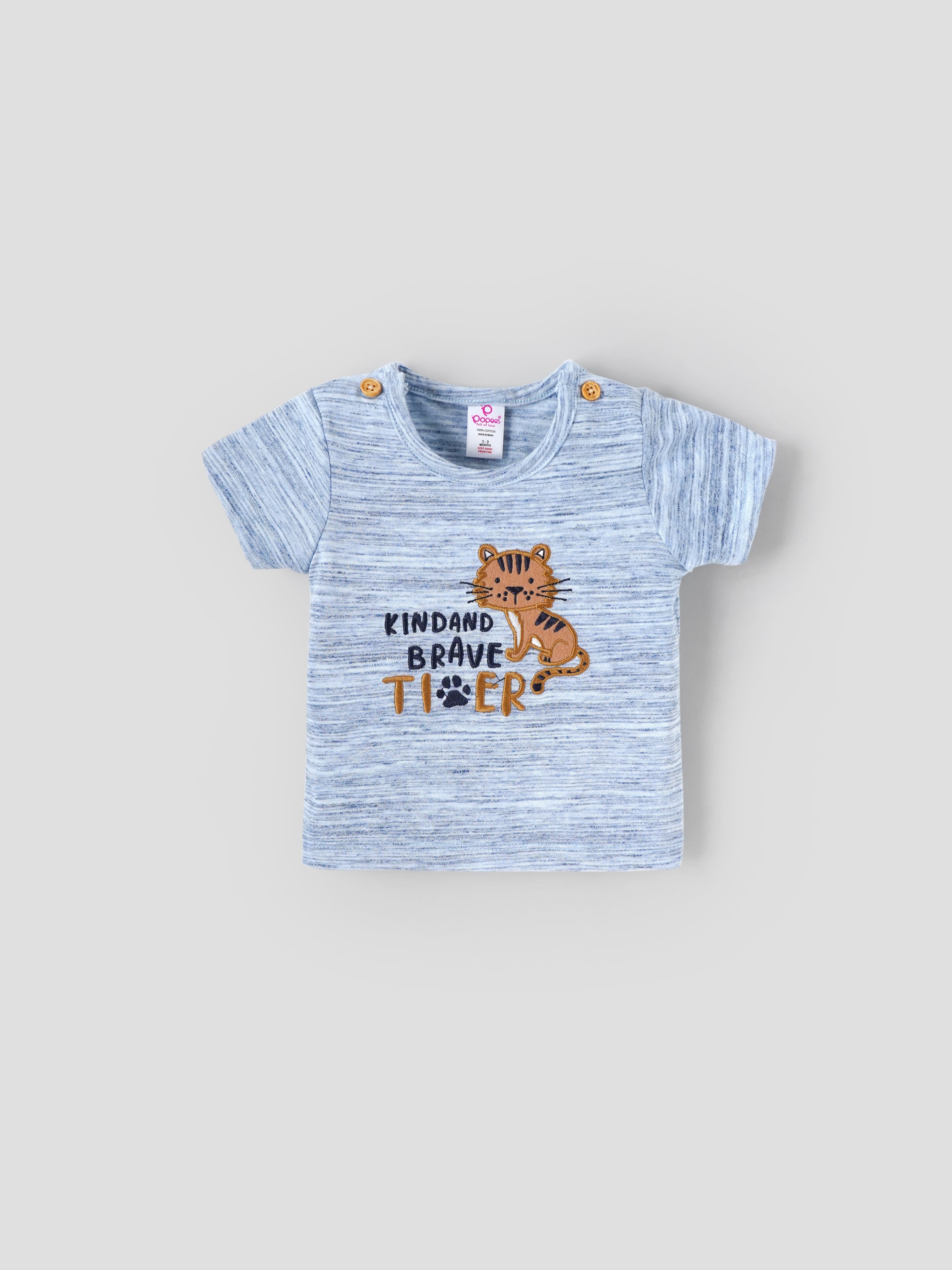 Popees Skin-friendly & Comfy Printed T-Shirt (0-9 Months)for Baby Boys