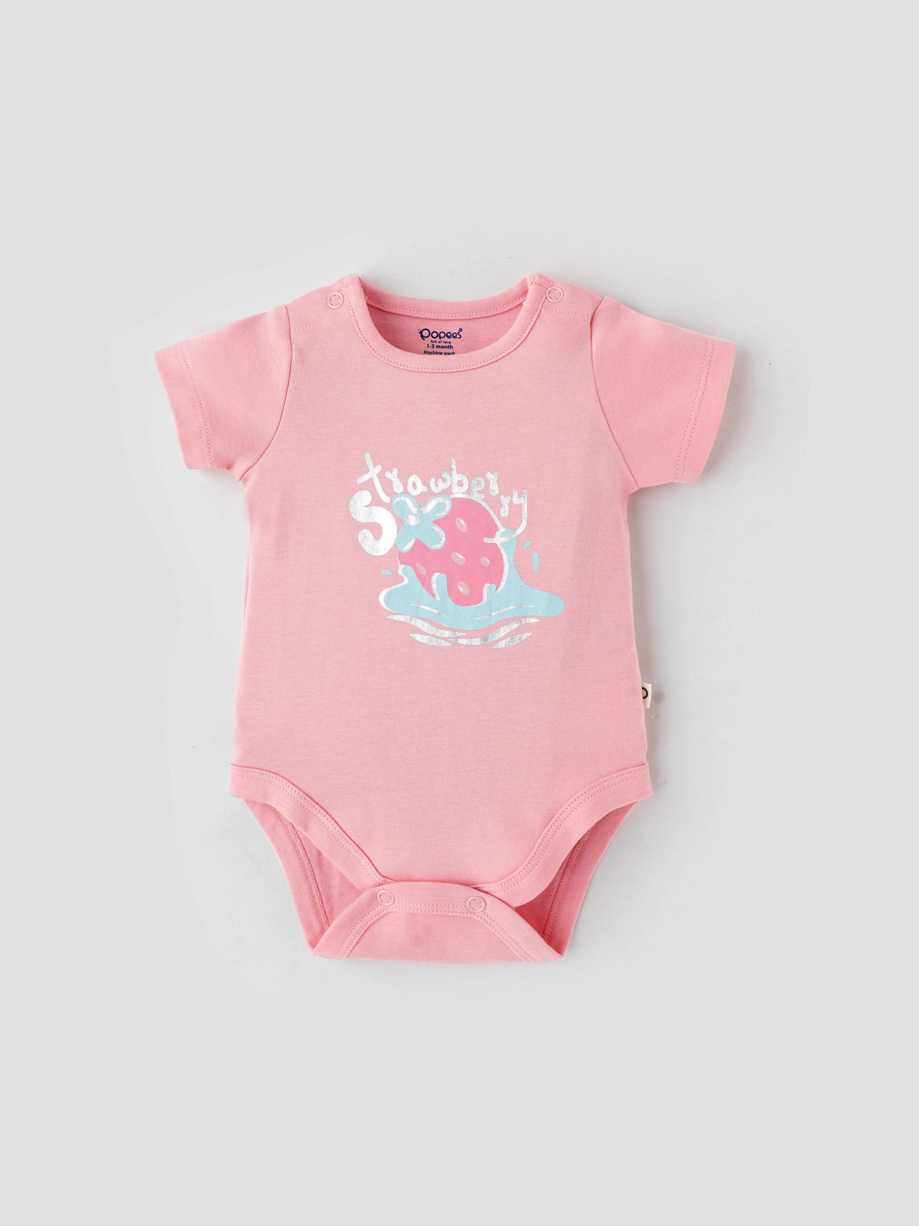 Popees Half Sleeve Bodysuit (0-3 Months) for Newborn Girls