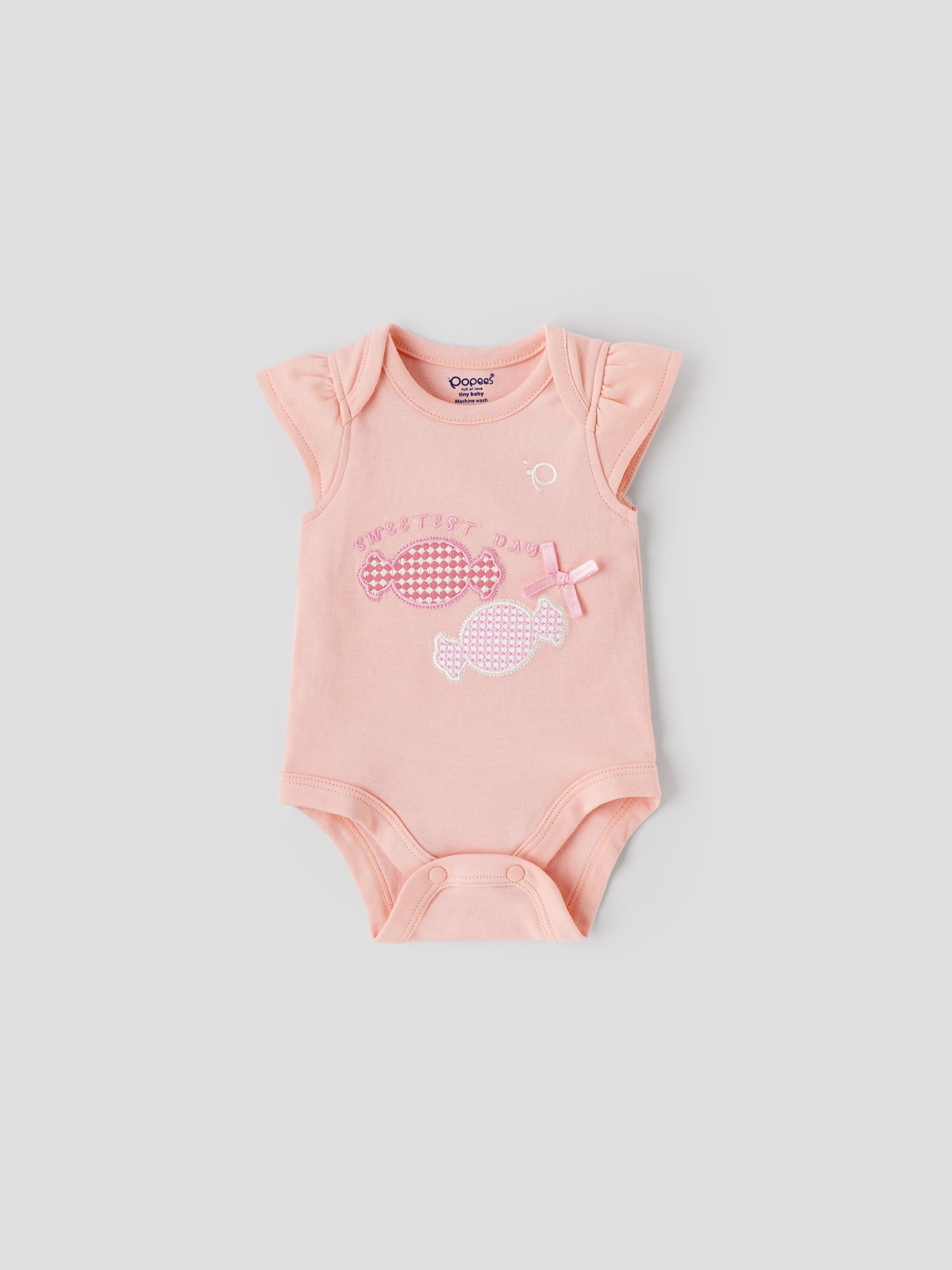 Popees Short Sleeve Bodysuit (0-6 Months) for Newborn Girls