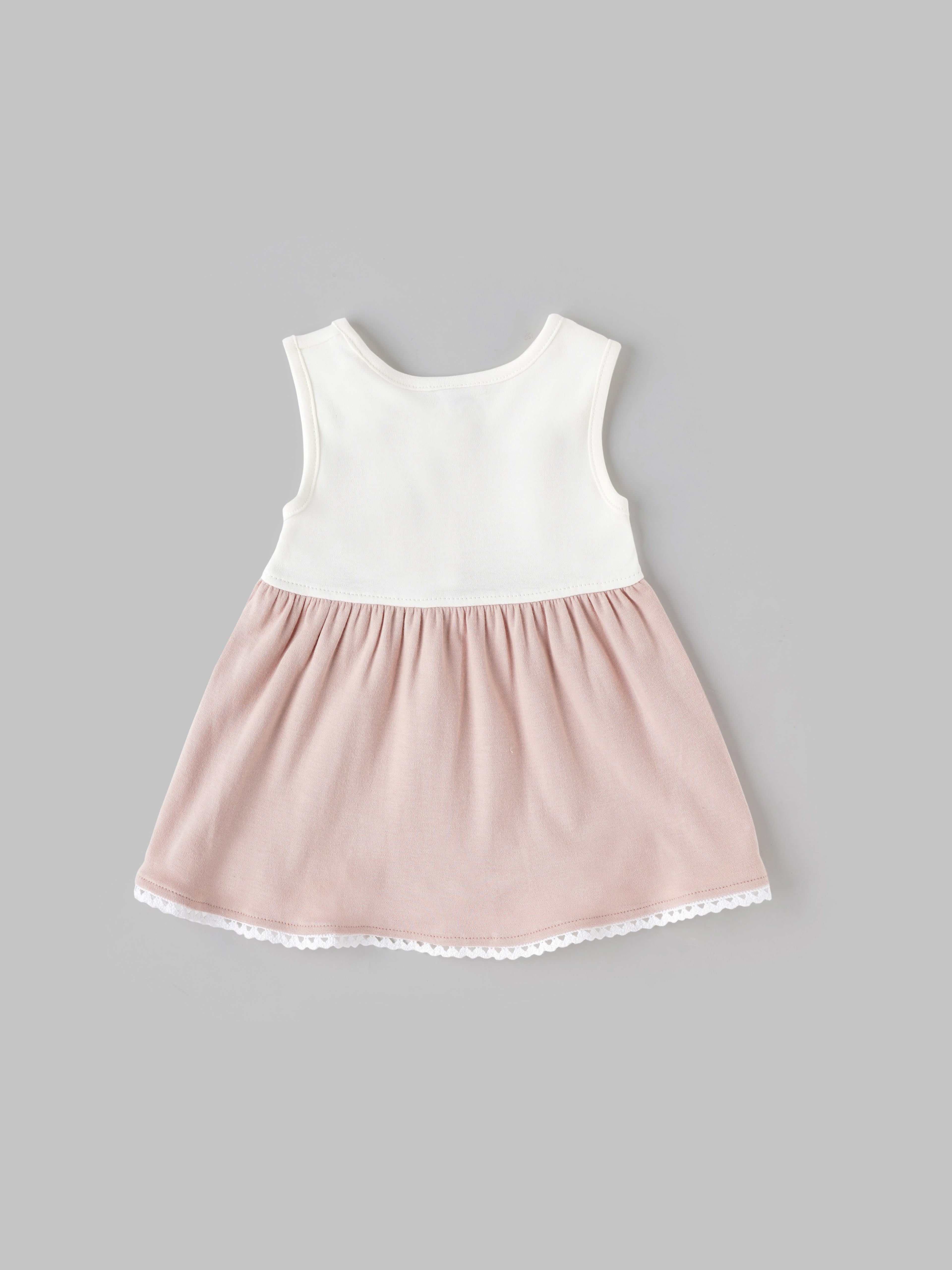 Popees Girls Sleeveless Front Open Dress (0-9 Months) Made of Organic Bamboo Cotton Fabric