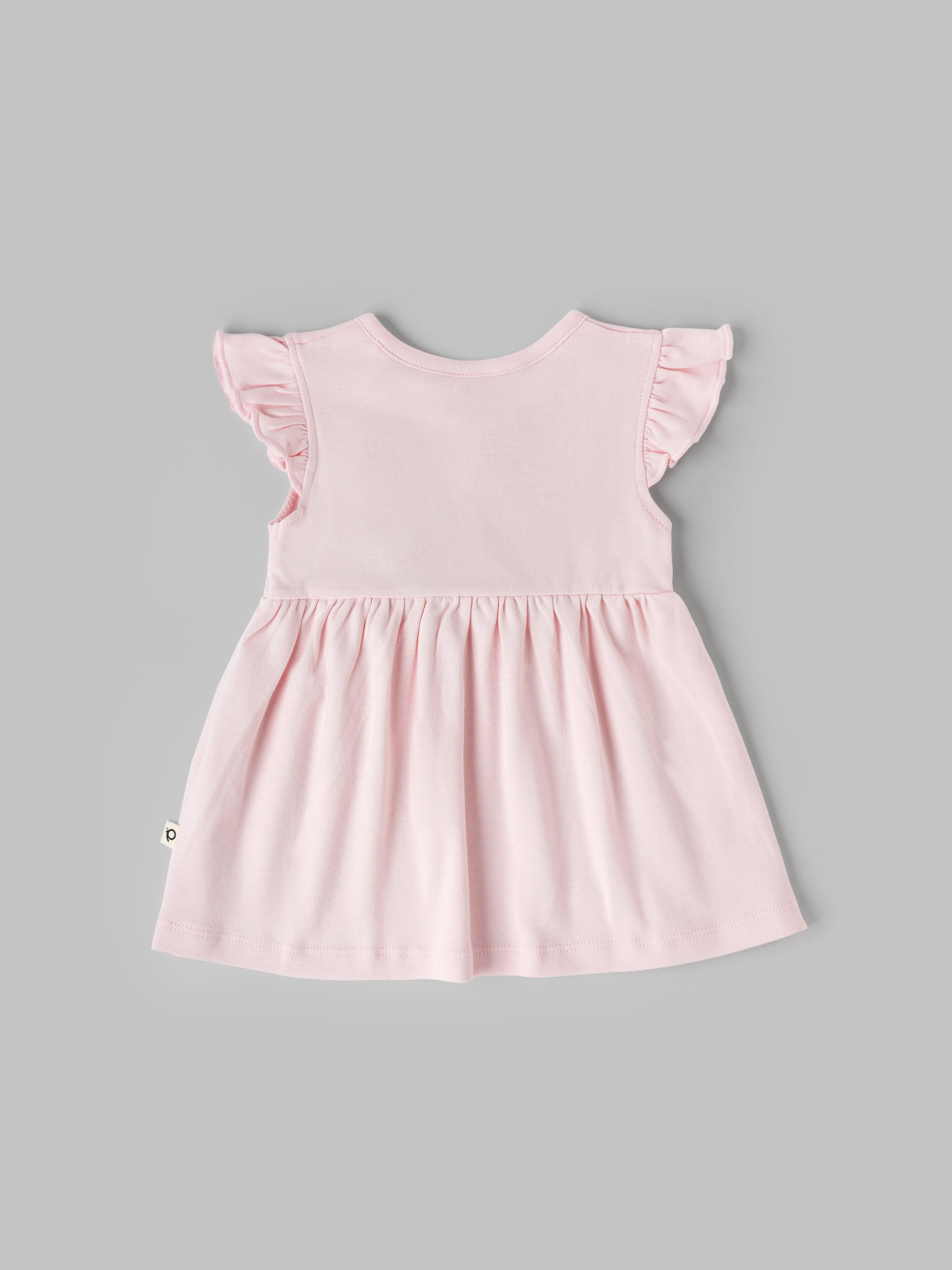 Popees Girls Short-Sleeve Front Open Dress (0-9 Months) Made of Organic Bamboo Cotton Fabric