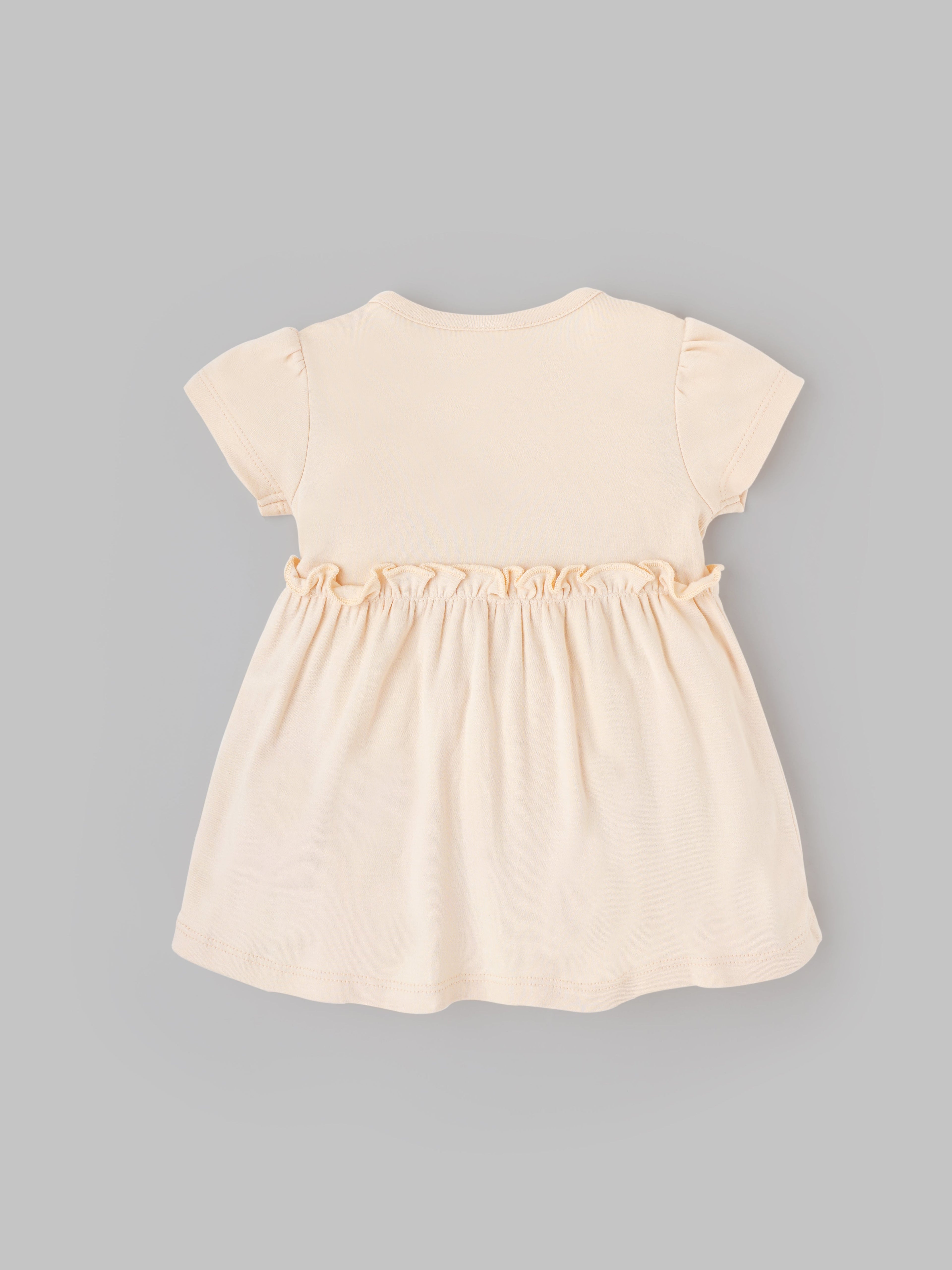 Popees Girls Short-Sleeve Shoulder Open Dress (0-9 Months) Made of Organic Bamboo Cotton Fabric