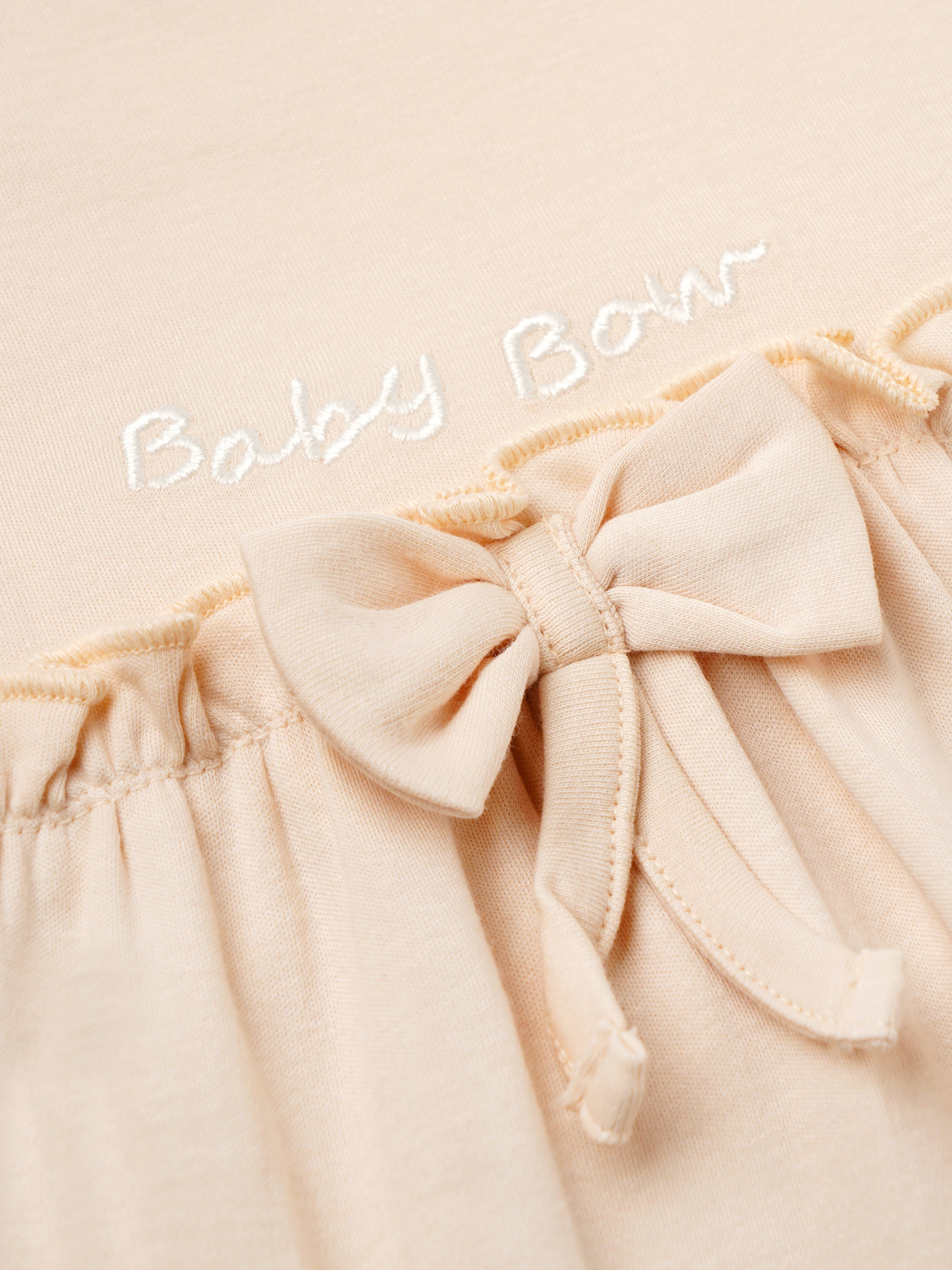 Popees Girls Short-Sleeve Shoulder Open Dress (0-9 Months) Made of Organic Bamboo Cotton Fabric