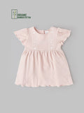 Popees Short-Sleeve Back Open Dress Made of Organic Bamboo Cotton Fabric (0-9 Months) for Baby Girls