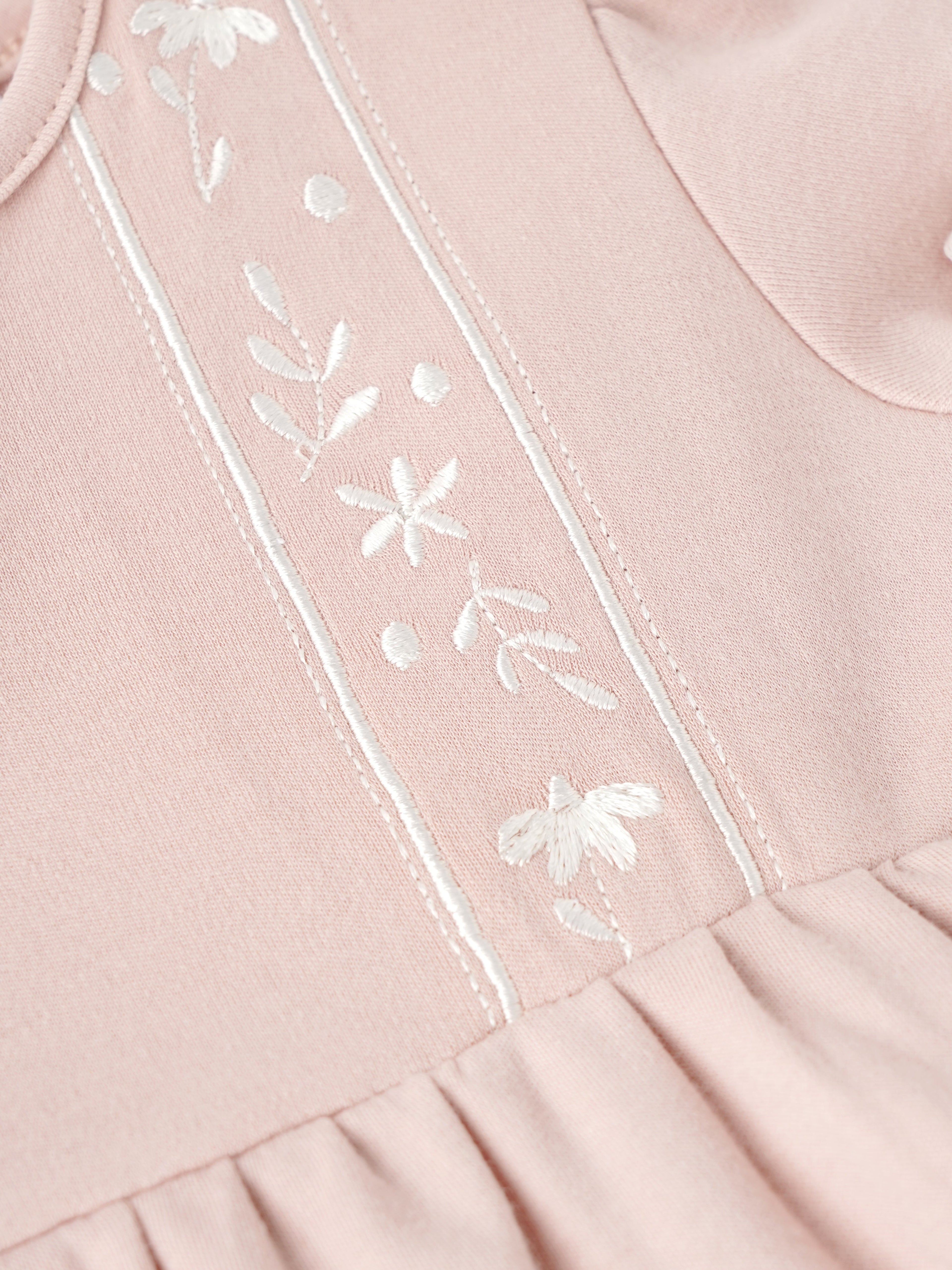 Popees Short-Sleeve Back Open Dress Made of Organic Bamboo Cotton Fabric (0-9 Months) for Baby Girls