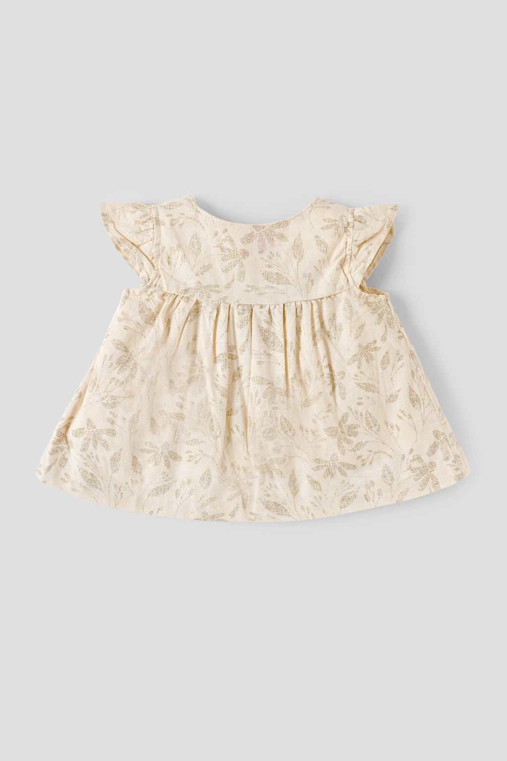 Popees Newborn Baby Girl Cotton Dress| Leaf Print Ruffle Sleeve| NewBorn to 9 Months